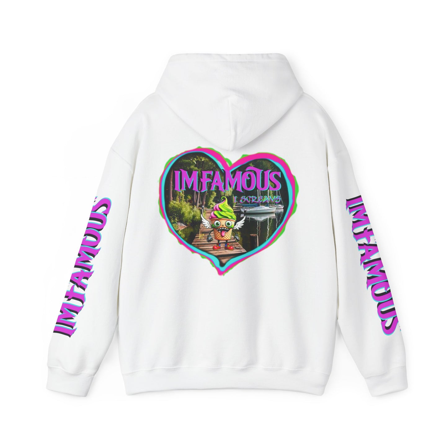 Premium Unisex Heavy Blend™ Hooded Sweatshirt - I love Imfamous i-screams design