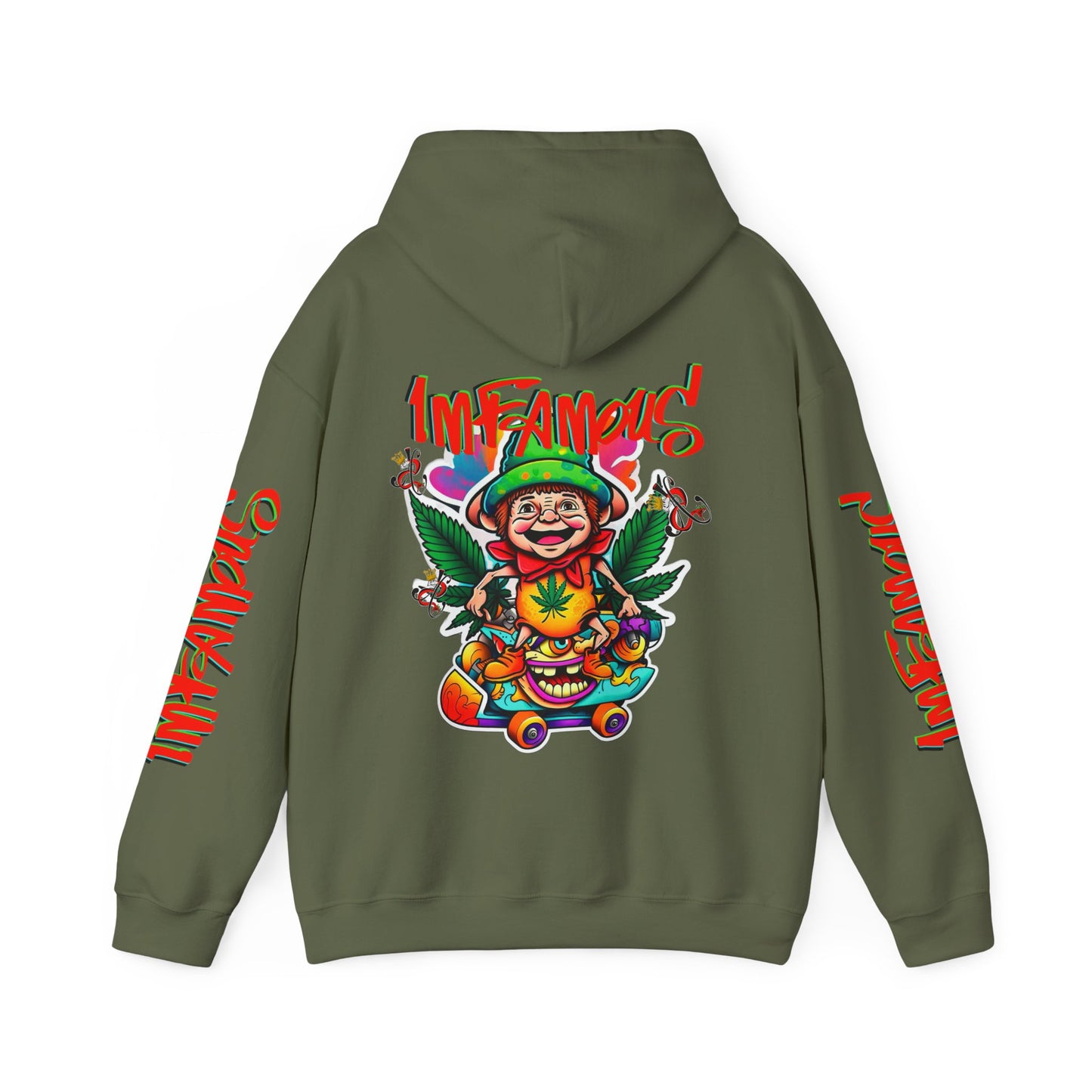 Premium Hooded Sweatshirt - Imfamous Irish Leprechaun on Skateboard Design