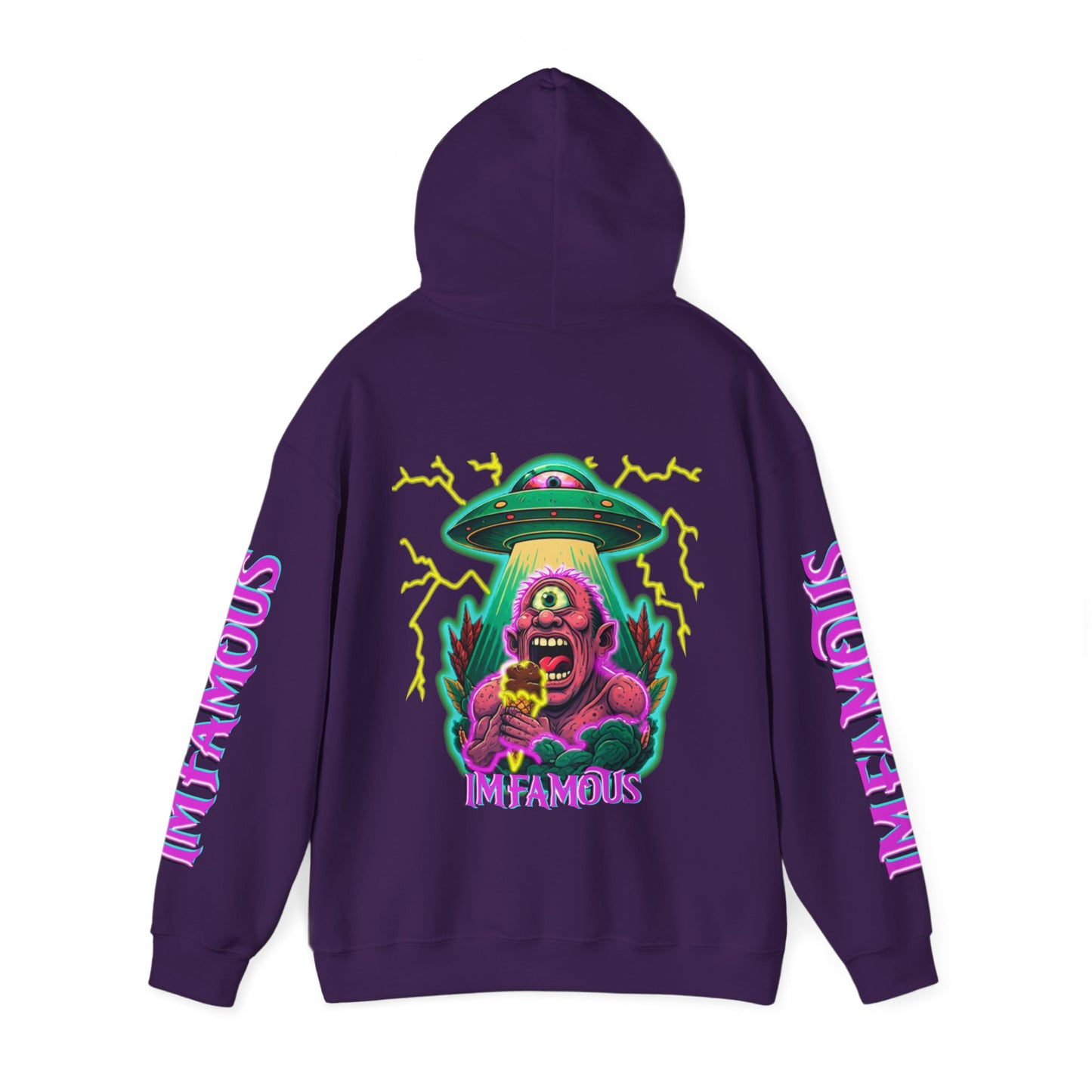Premium Hooded Sweatshirt -cyclops being abducted by ufo