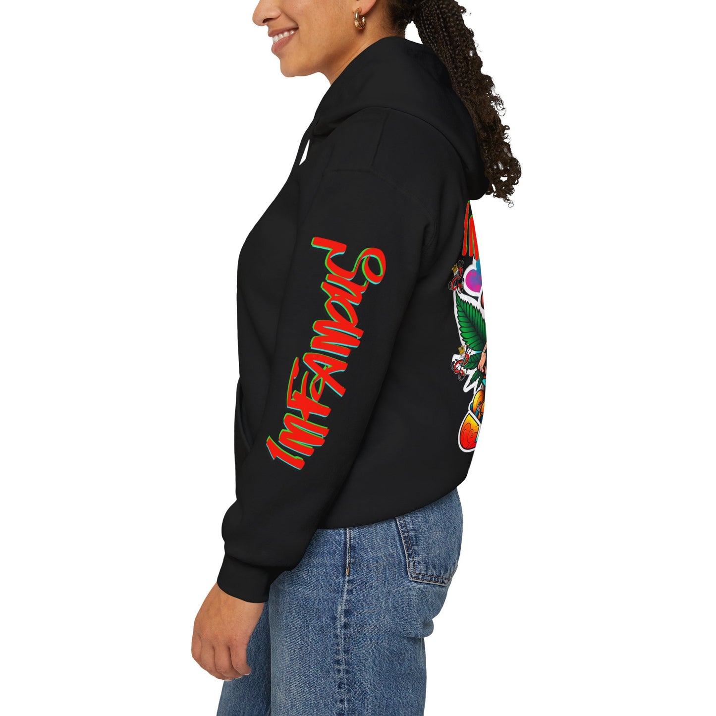 Premium Hooded Sweatshirt - Imfamous Irish Leprechaun on Skateboard Design