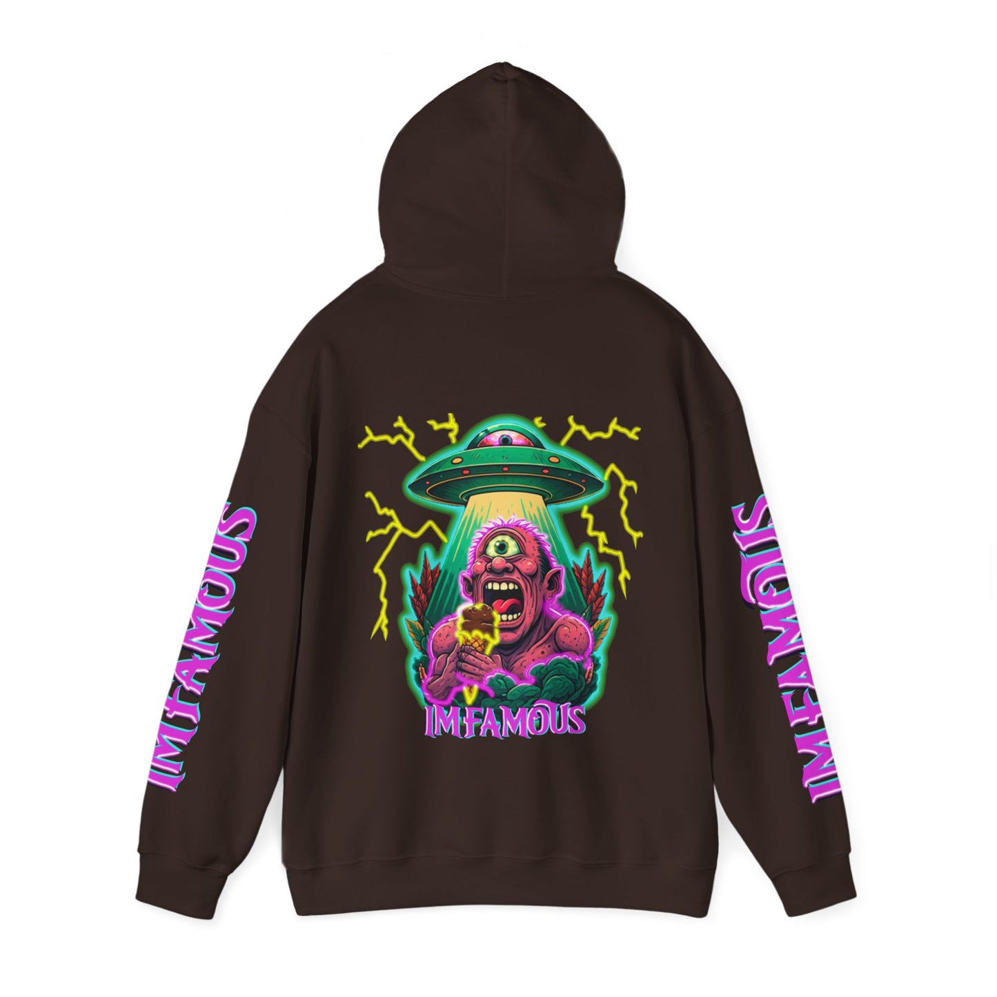 Premium Hooded Sweatshirt -cyclops being abducted by ufo