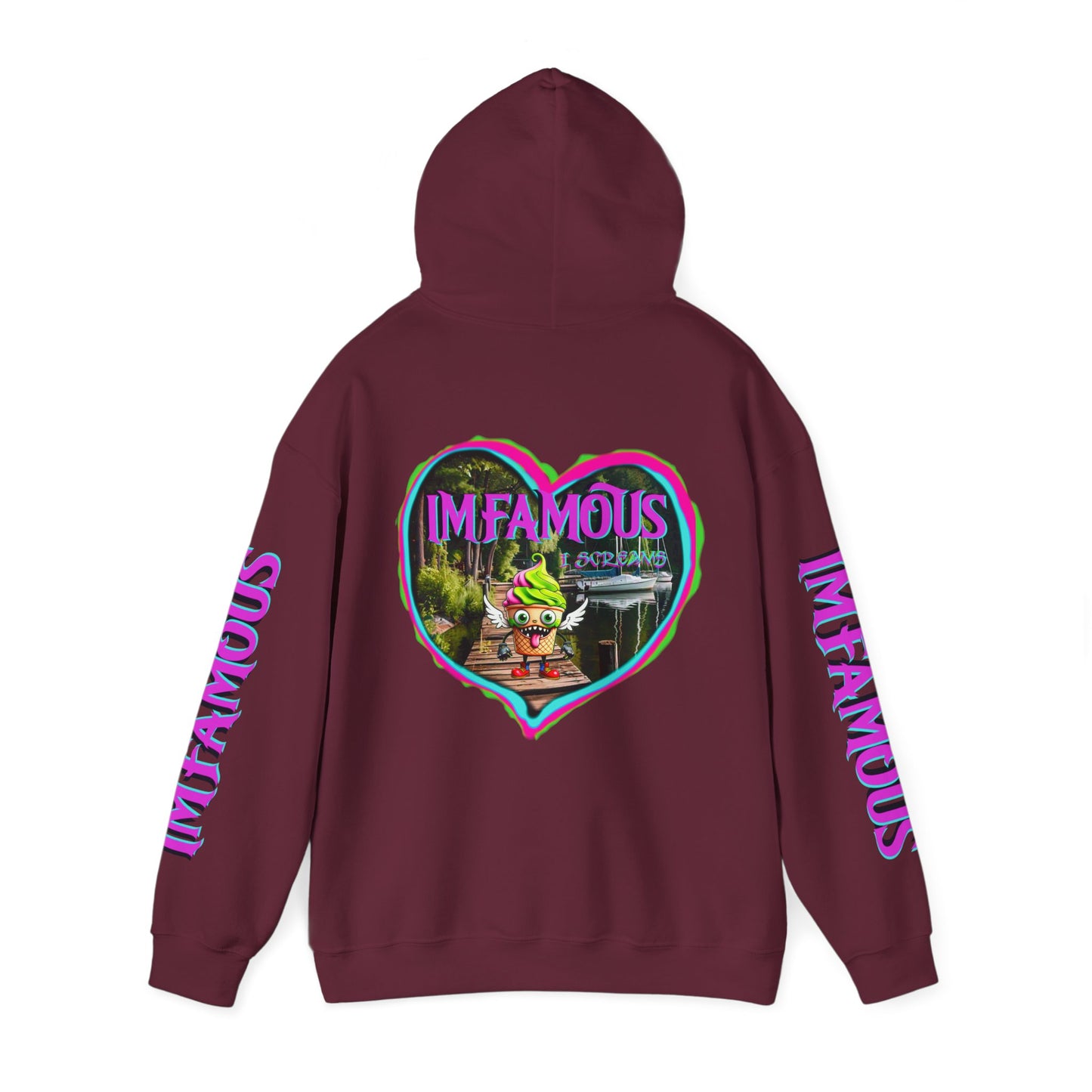 Premium Unisex Heavy Blend™ Hooded Sweatshirt - I love Imfamous i-screams design