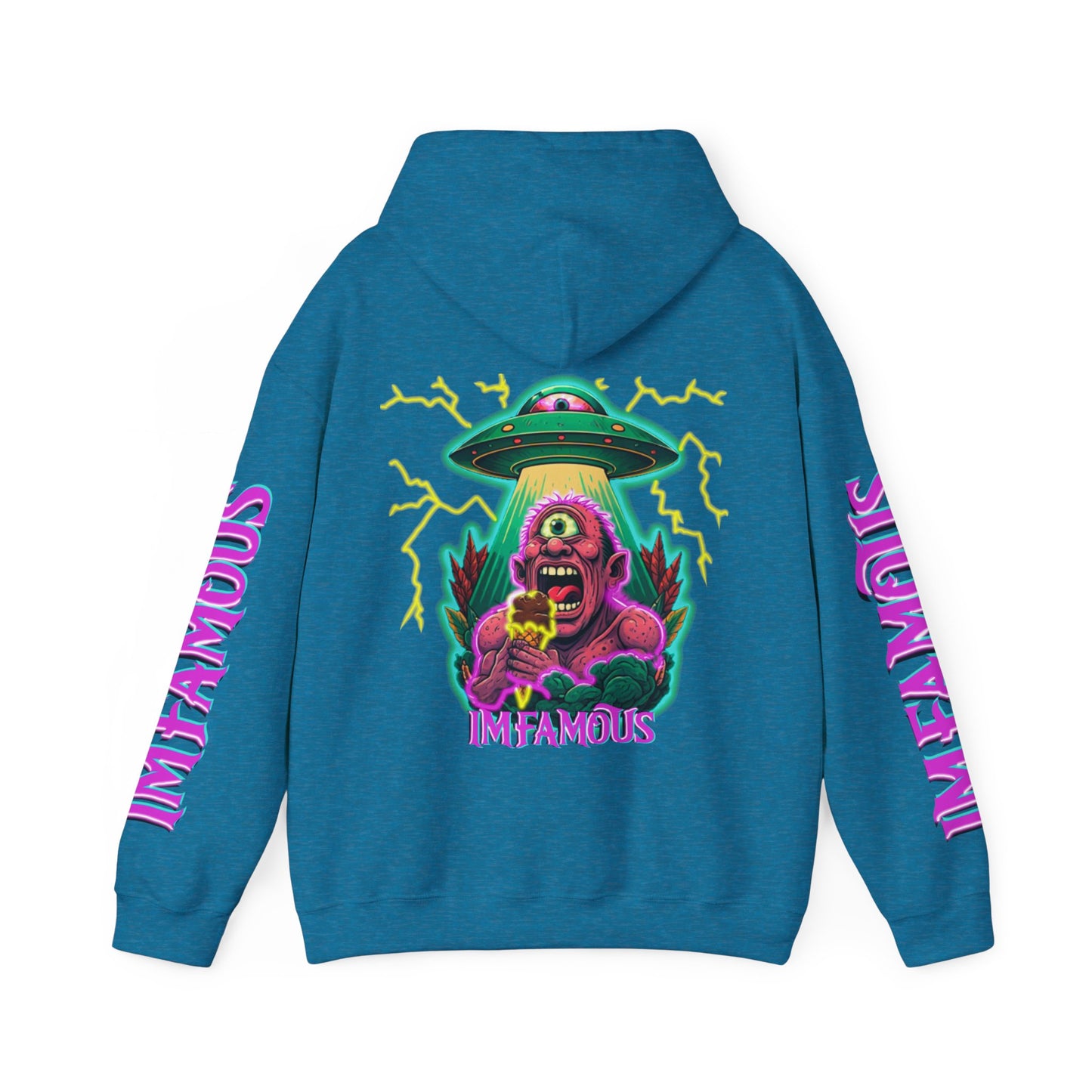 Premium Hooded Sweatshirt -cyclops being abducted by ufo