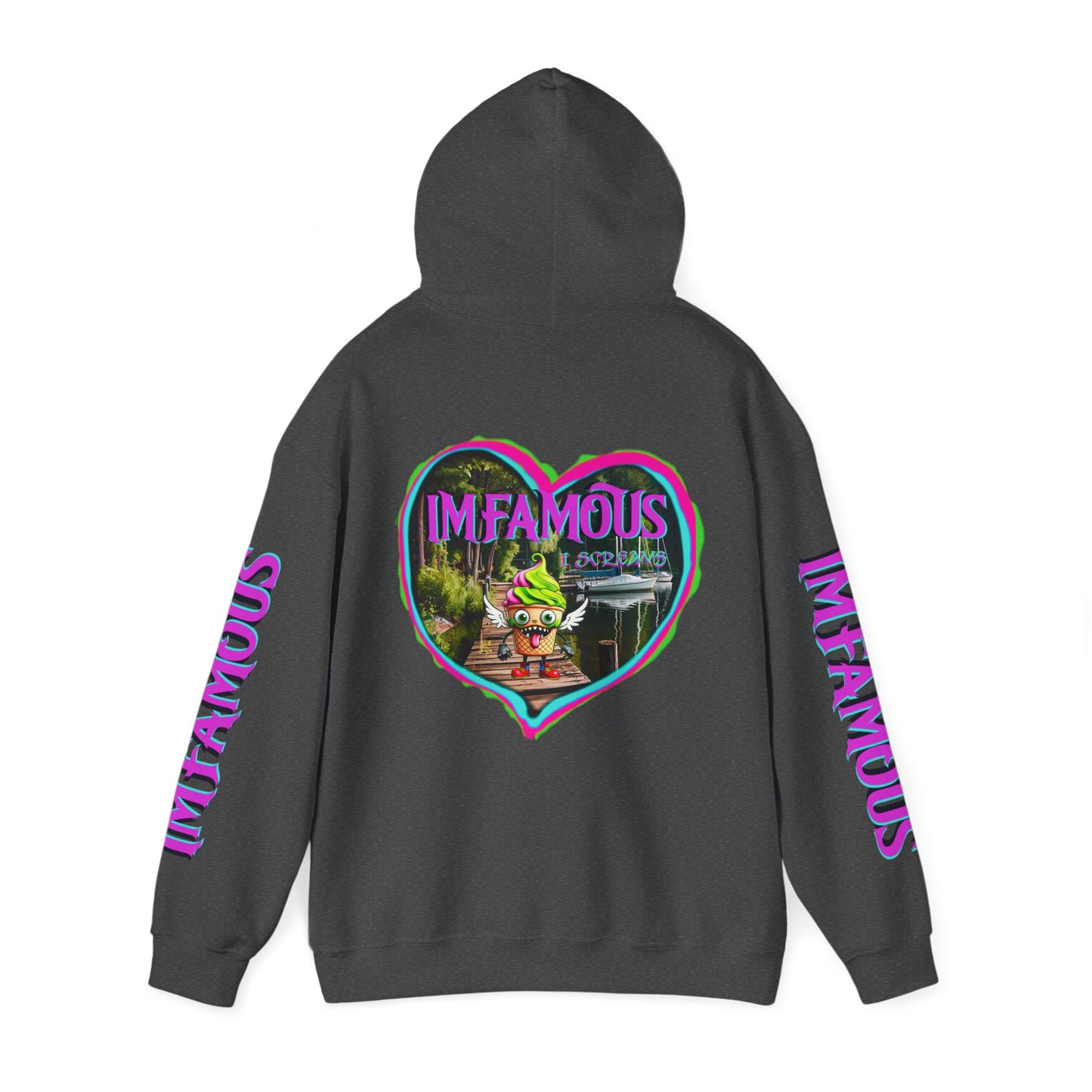 Premium Unisex Heavy Blend™ Hooded Sweatshirt - I love Imfamous i-screams design