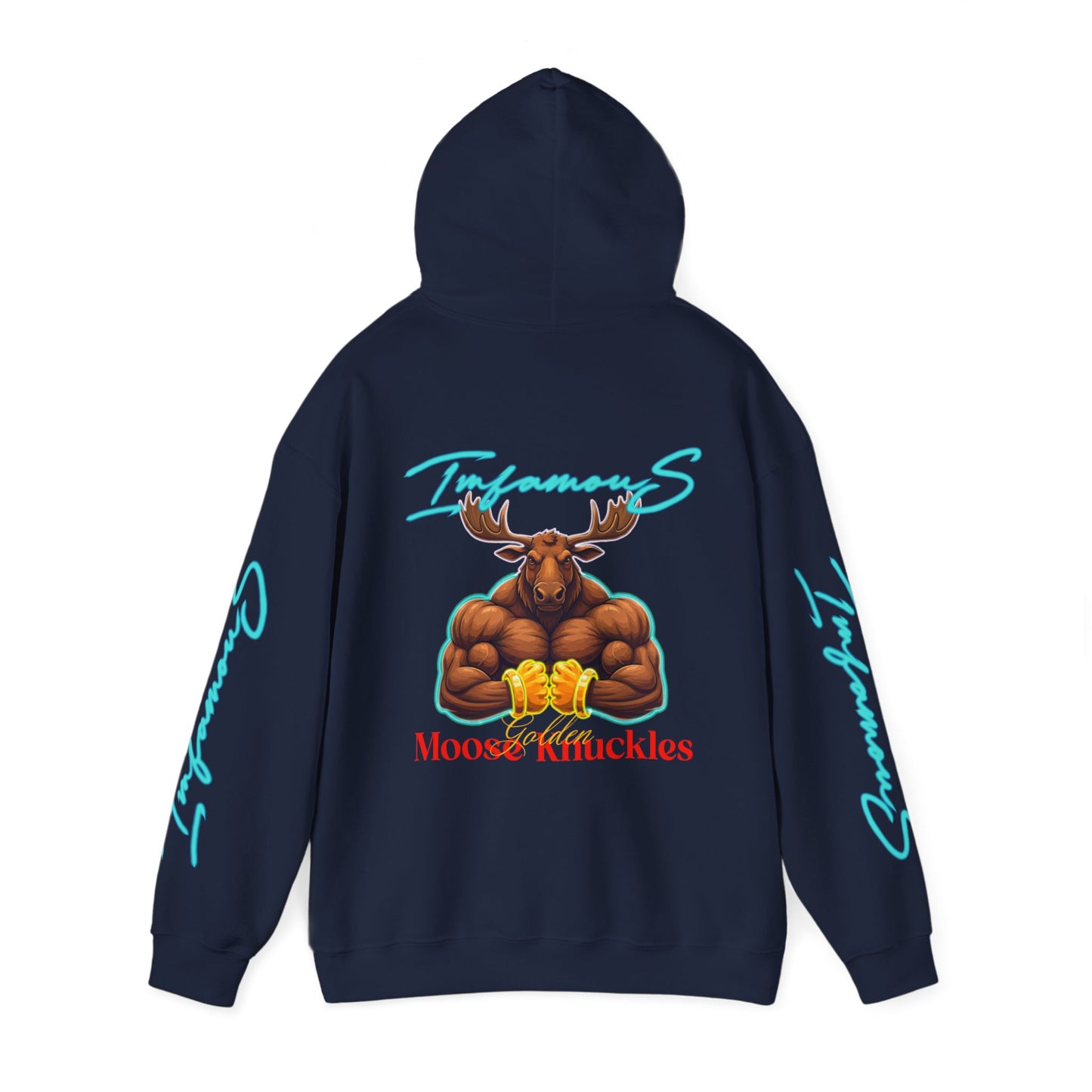 Premium Hooded Sweatshirt - Imfamous Golden Moose Knuckles Design