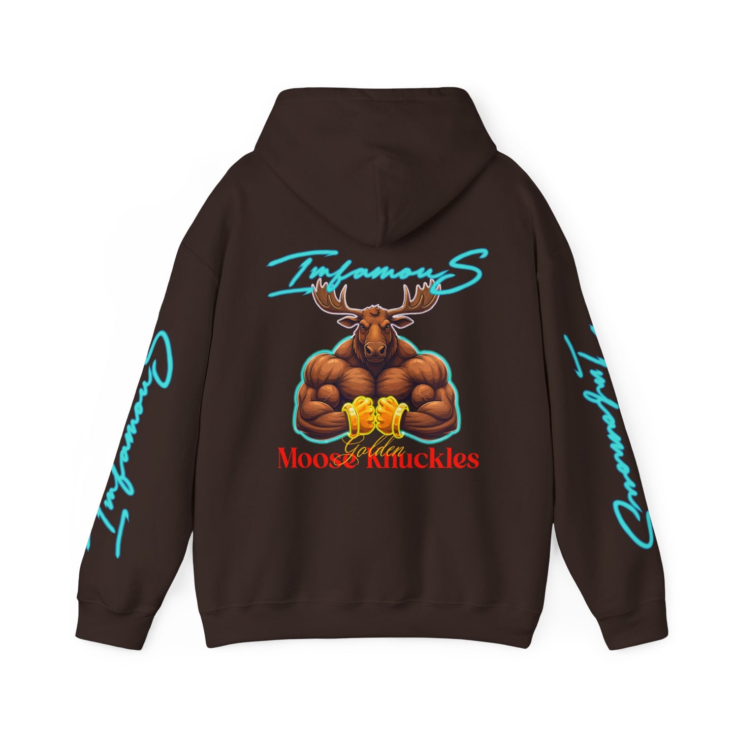 Premium Hooded Sweatshirt - Imfamous Golden Moose Knuckles Design