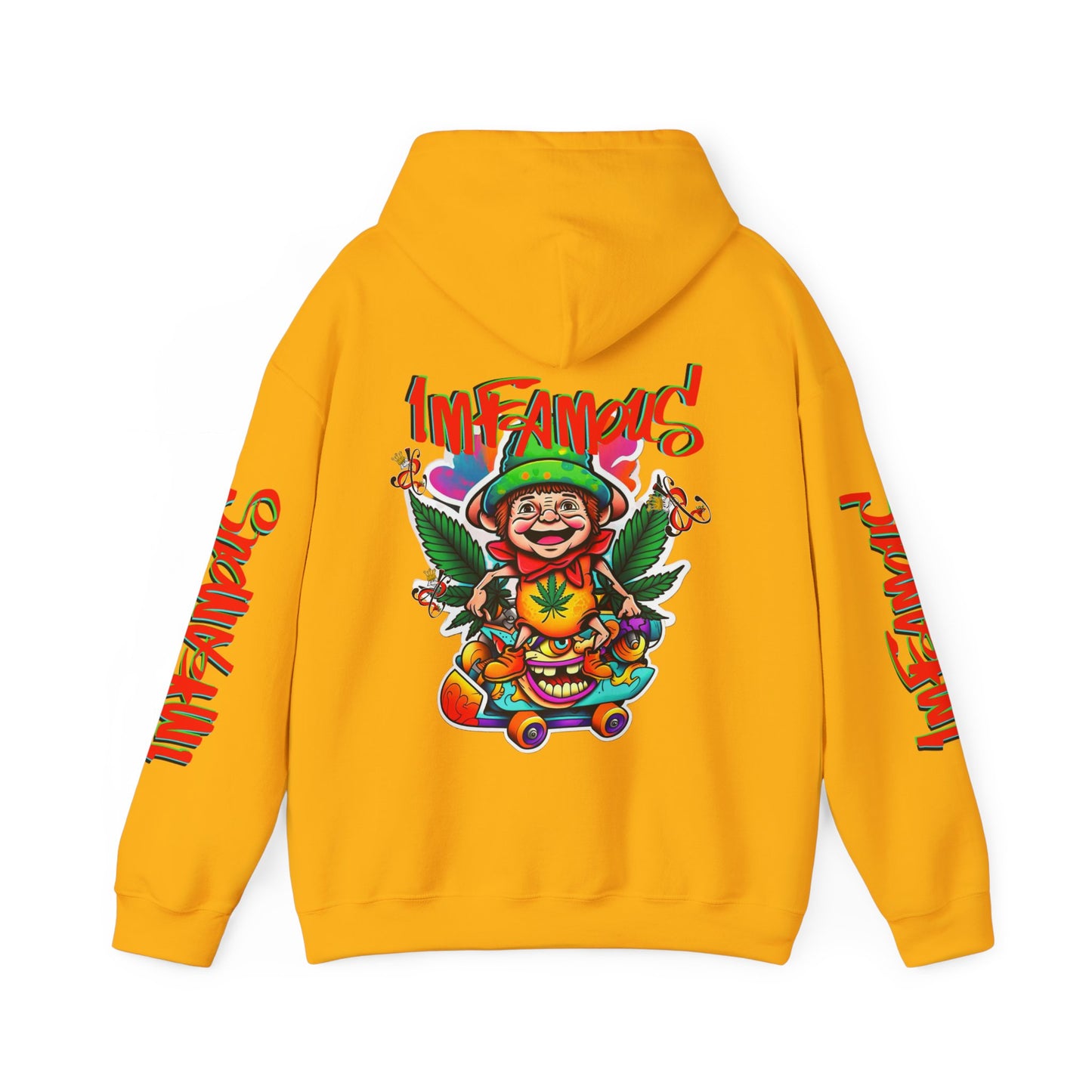 Premium Hooded Sweatshirt - Imfamous Irish Leprechaun on Skateboard Design