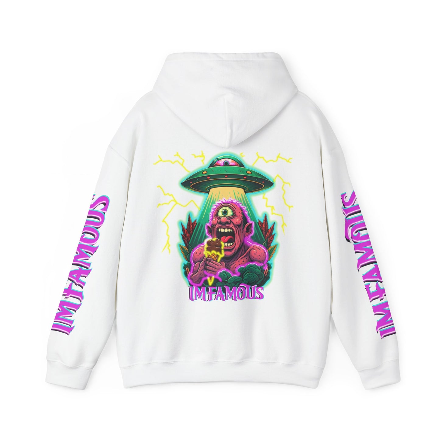 Premium Hooded Sweatshirt -cyclops being abducted by ufo
