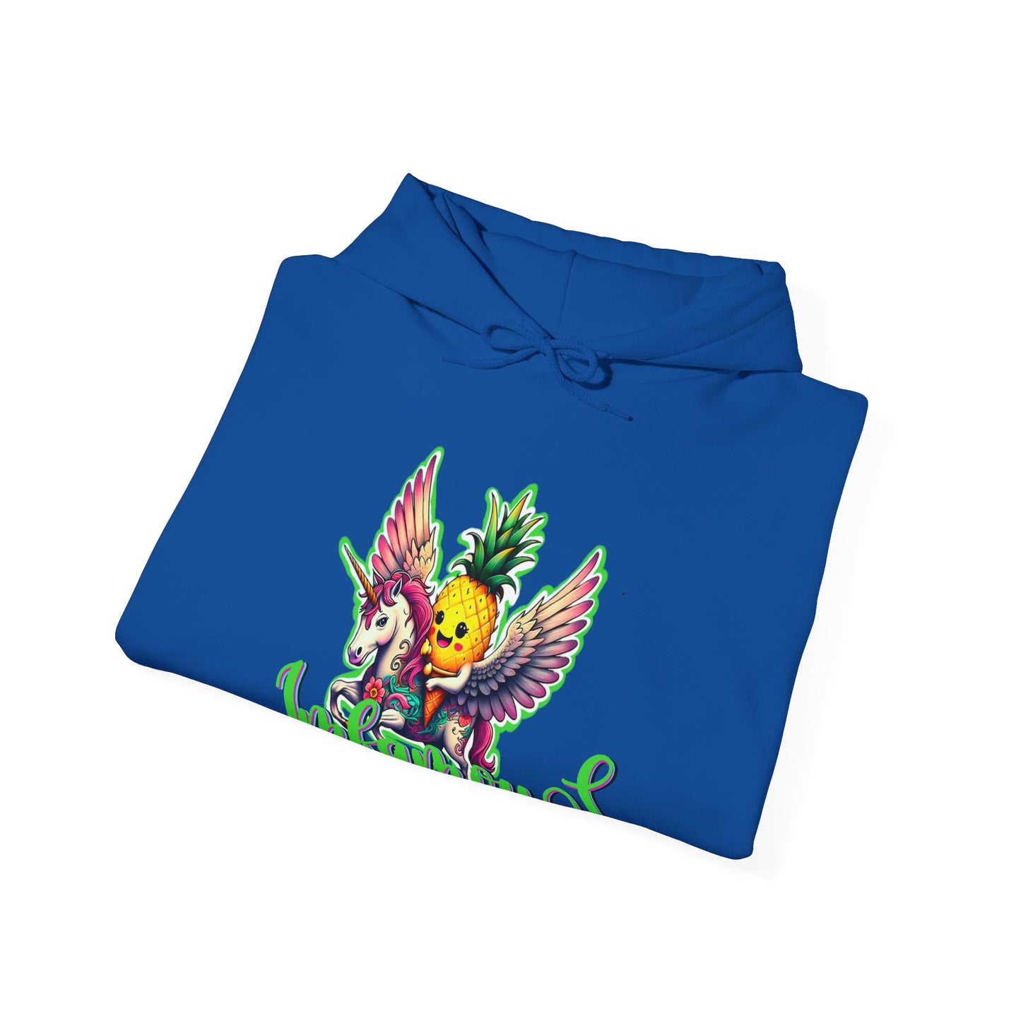 Premium Hooded Sweatshirt - Pineapple Flying on Unicorn Design