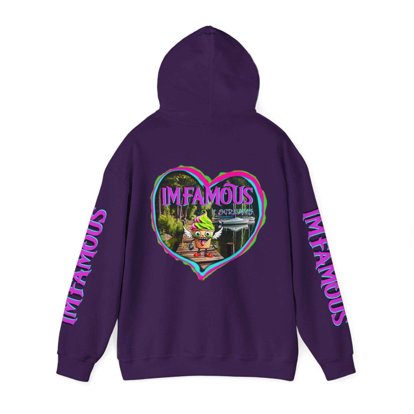 Premium Unisex Heavy Blend™ Hooded Sweatshirt - I love Imfamous i-screams design