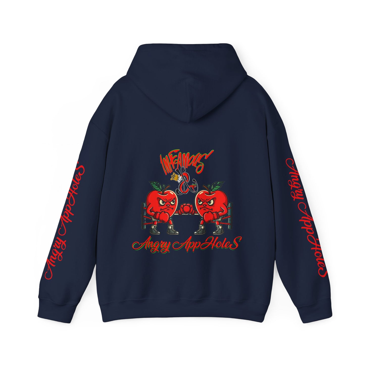 Premium hooded sweatshirt; Imfamous Angry Appholes #2