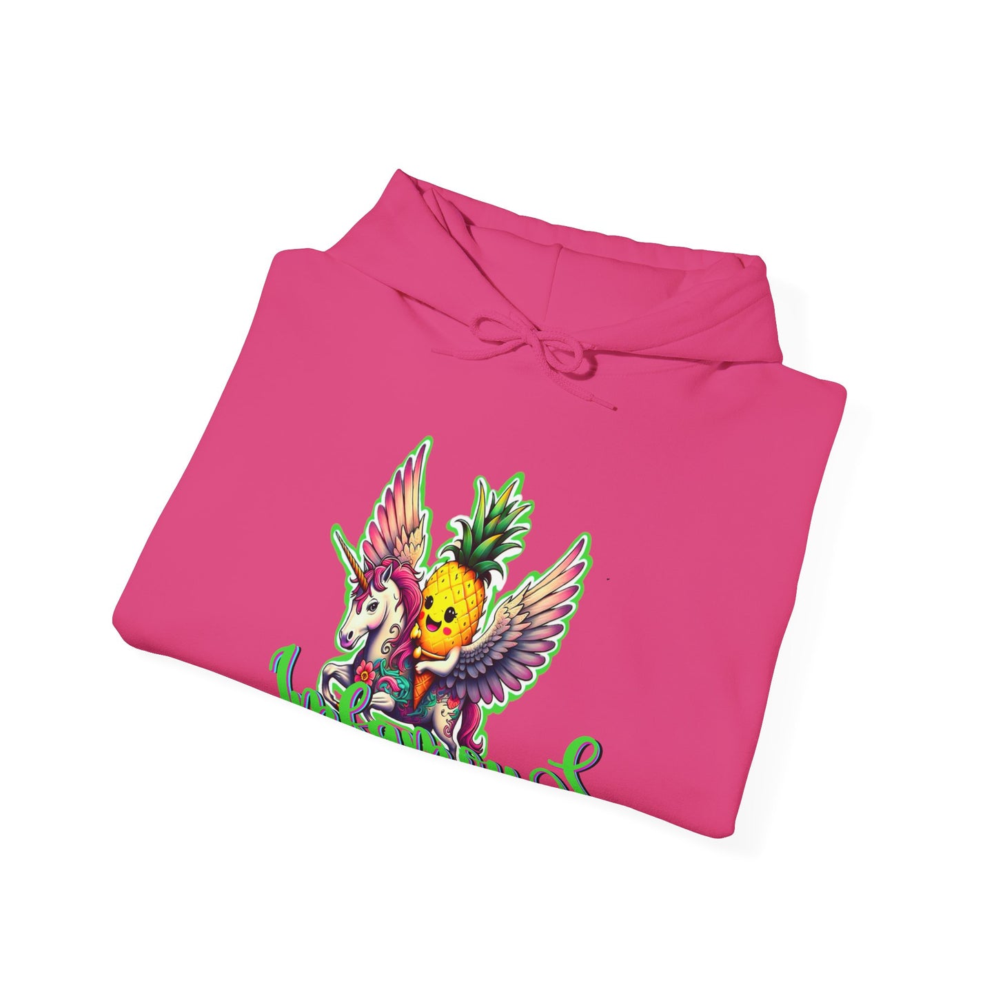 Premium Hooded Sweatshirt - Pineapple Flying on Unicorn Design