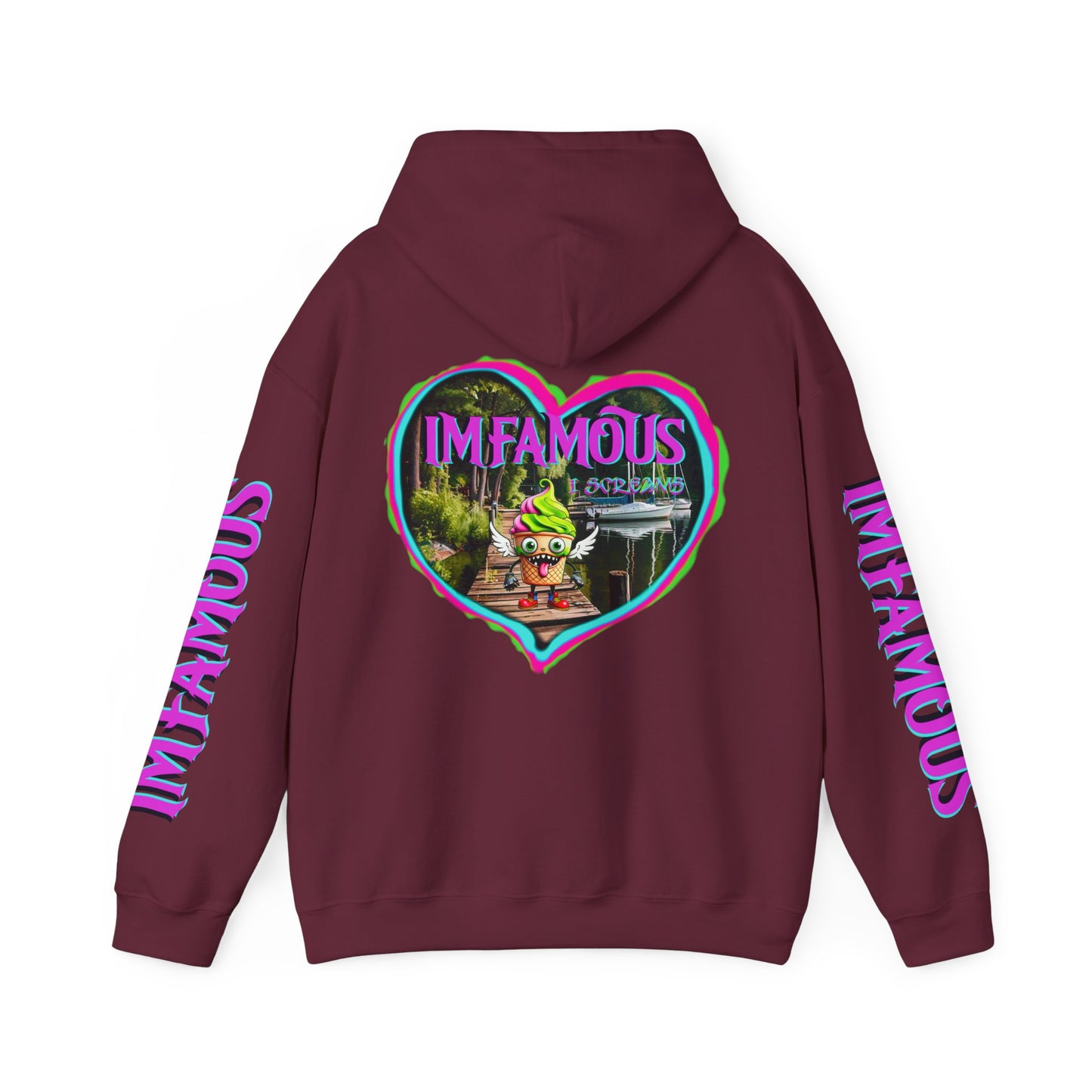 Premium Unisex Heavy Blend™ Hooded Sweatshirt - I love Imfamous i-screams design