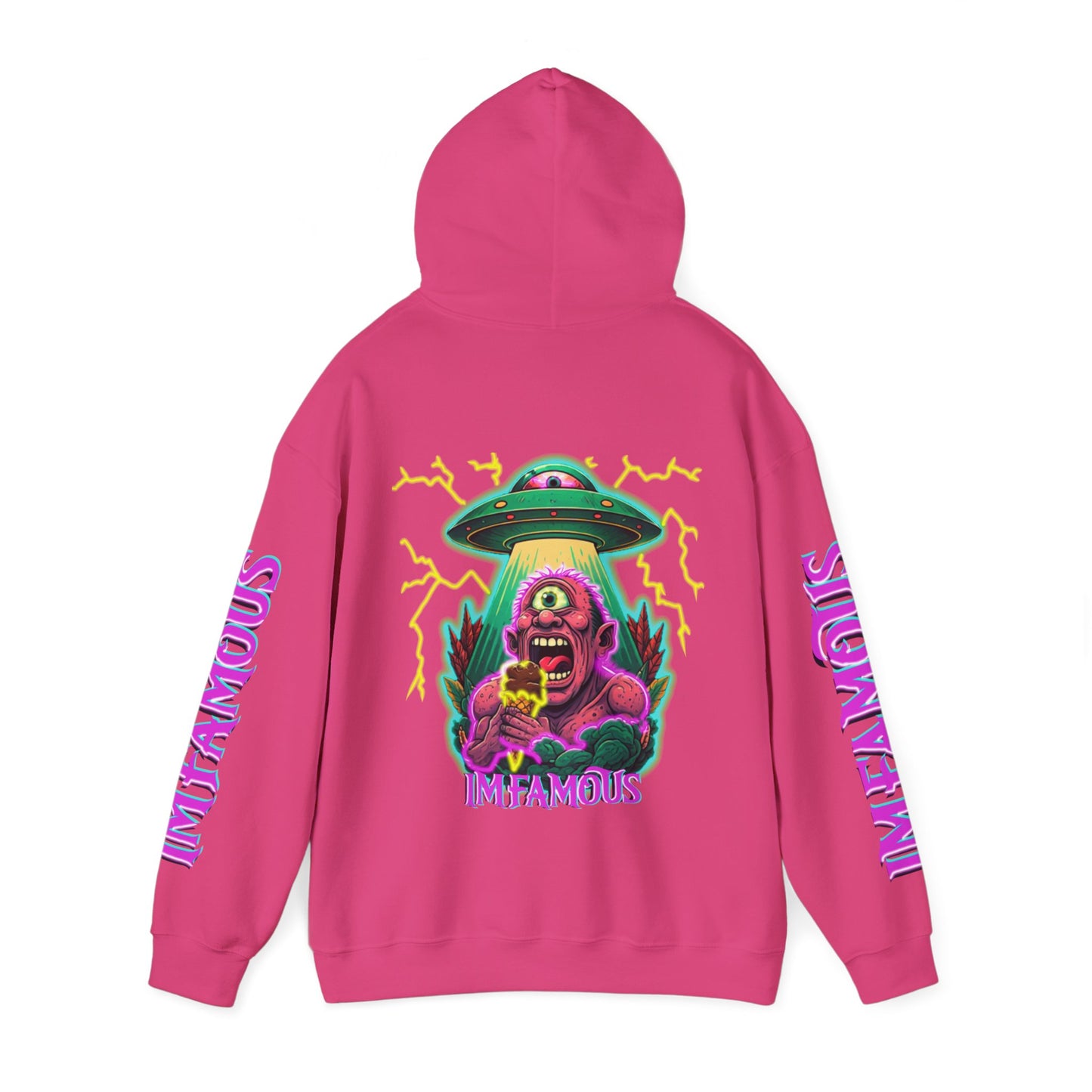 Premium Hooded Sweatshirt -cyclops being abducted by ufo