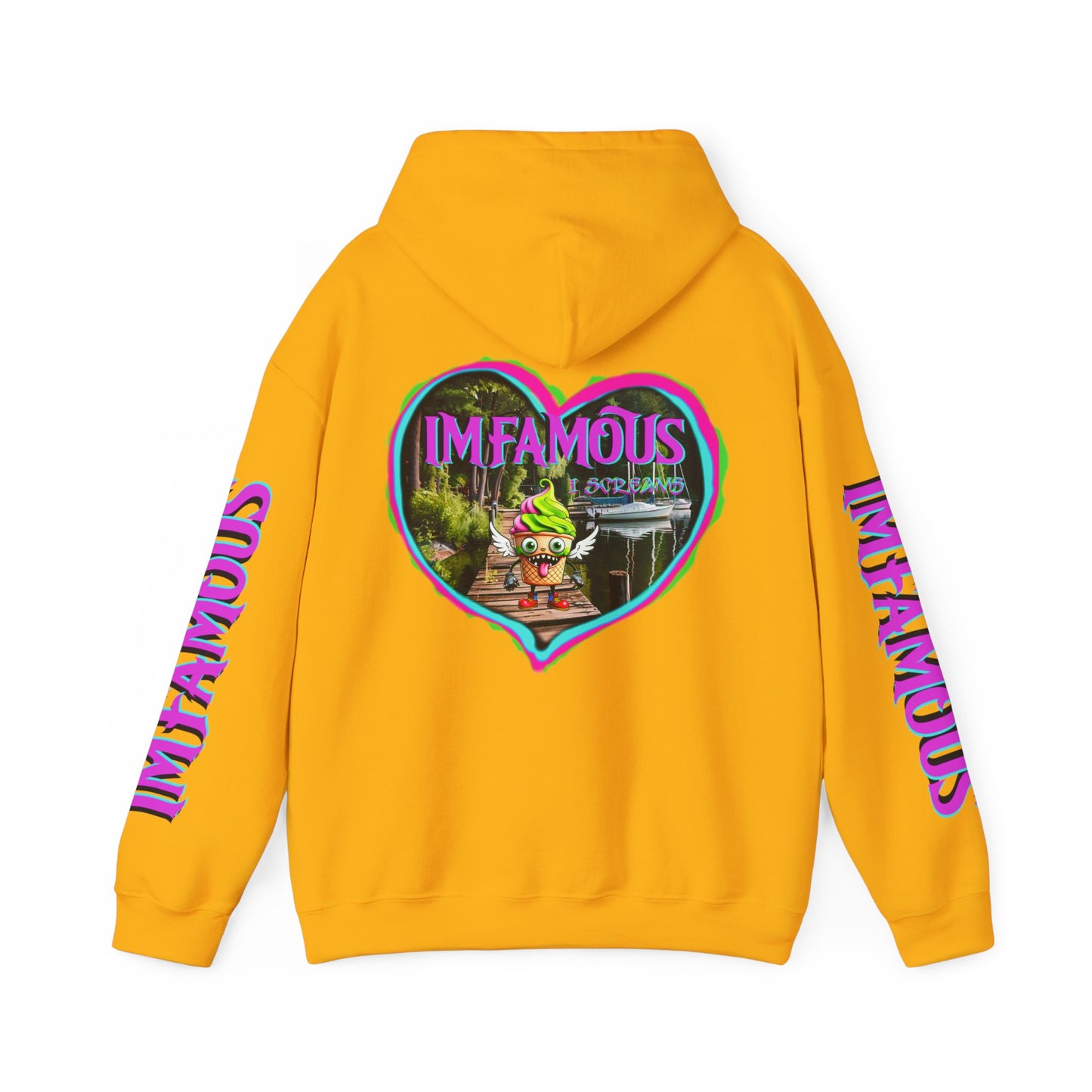 Premium Unisex Heavy Blend™ Hooded Sweatshirt - I love Imfamous i-screams design