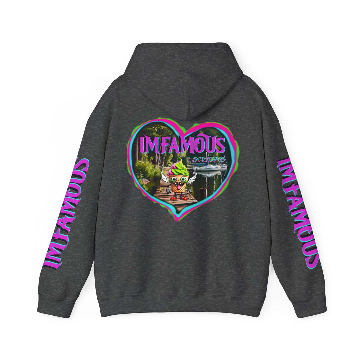 Premium Unisex Heavy Blend™ Hooded Sweatshirt - I love Imfamous i-screams design