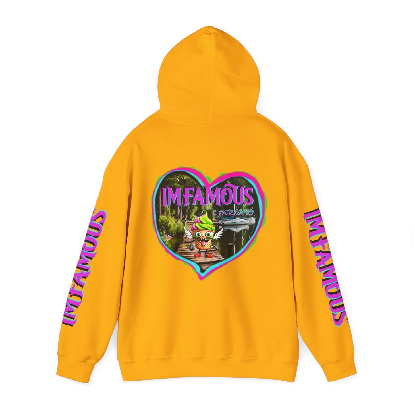 Premium Unisex Heavy Blend™ Hooded Sweatshirt - I love Imfamous i-screams design