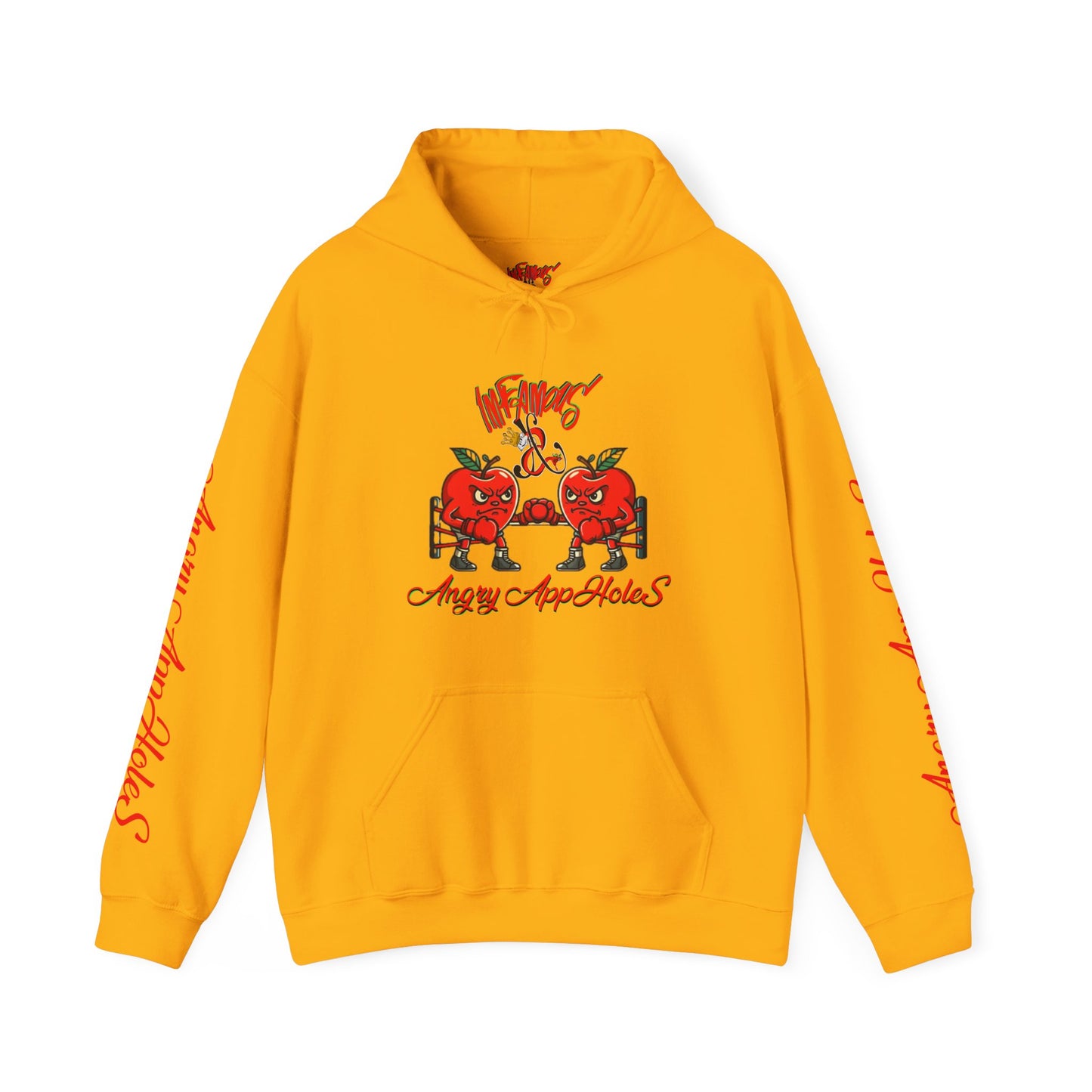 Premium hooded sweatshirt; Imfamous Angry Appholes #2