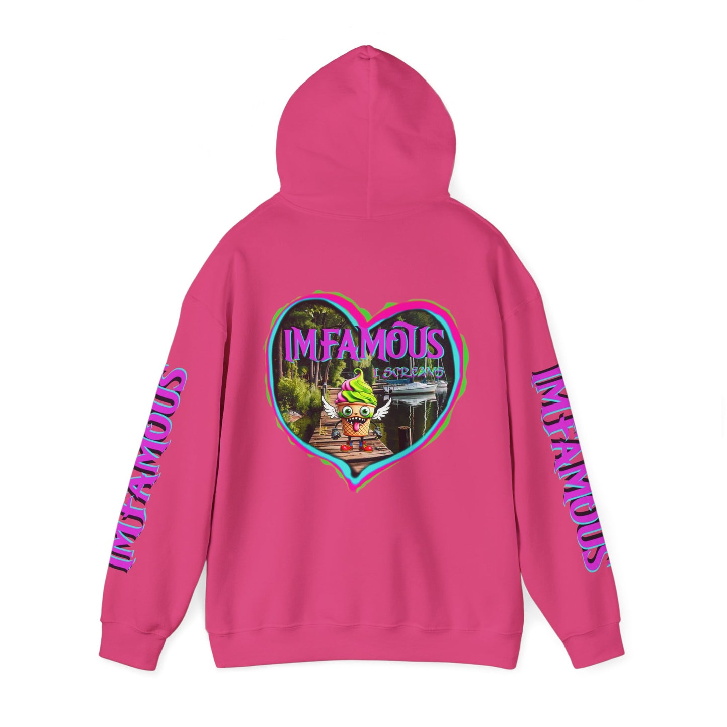 Premium Unisex Heavy Blend™ Hooded Sweatshirt - I love Imfamous i-screams design