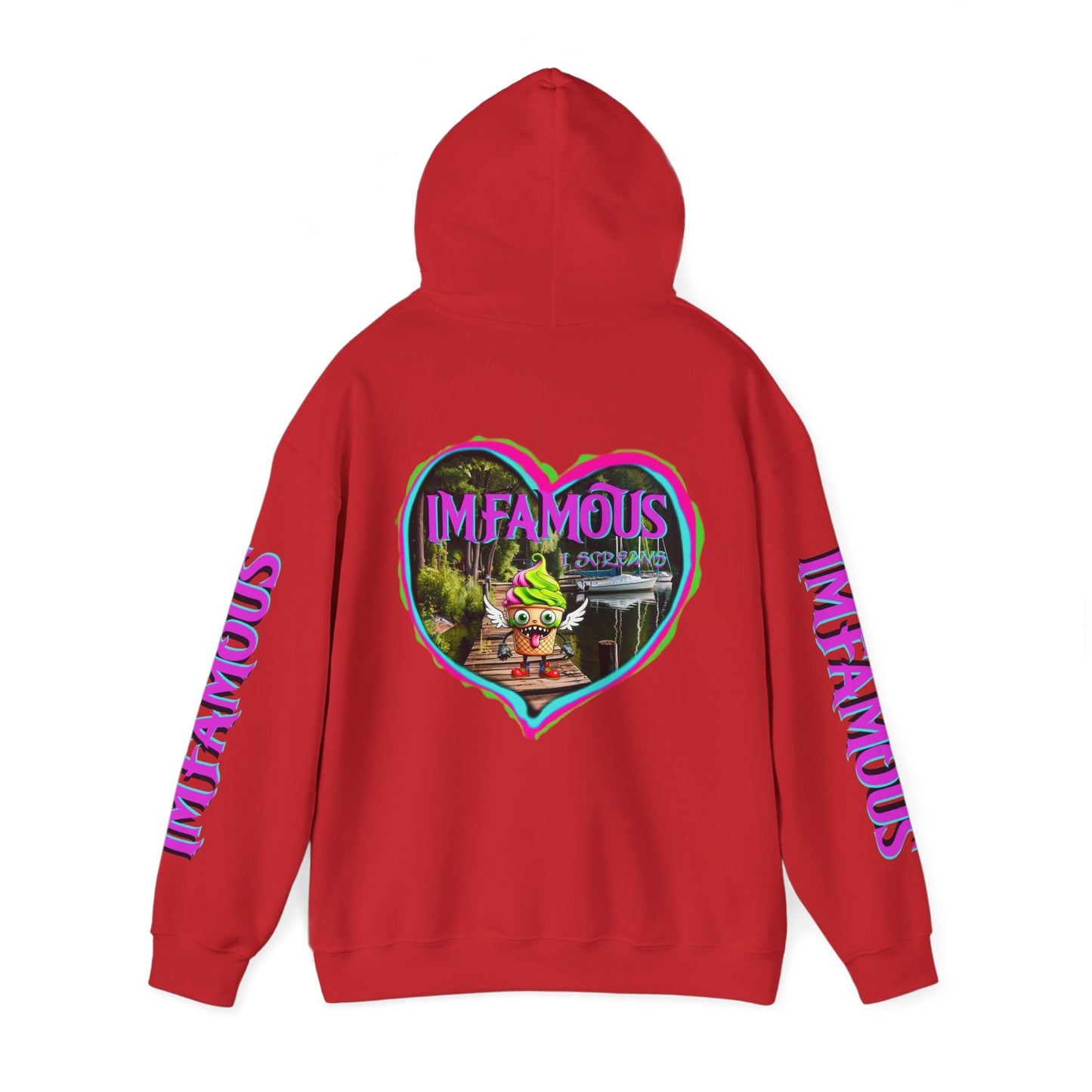 Premium Unisex Heavy Blend™ Hooded Sweatshirt - I love Imfamous i-screams design