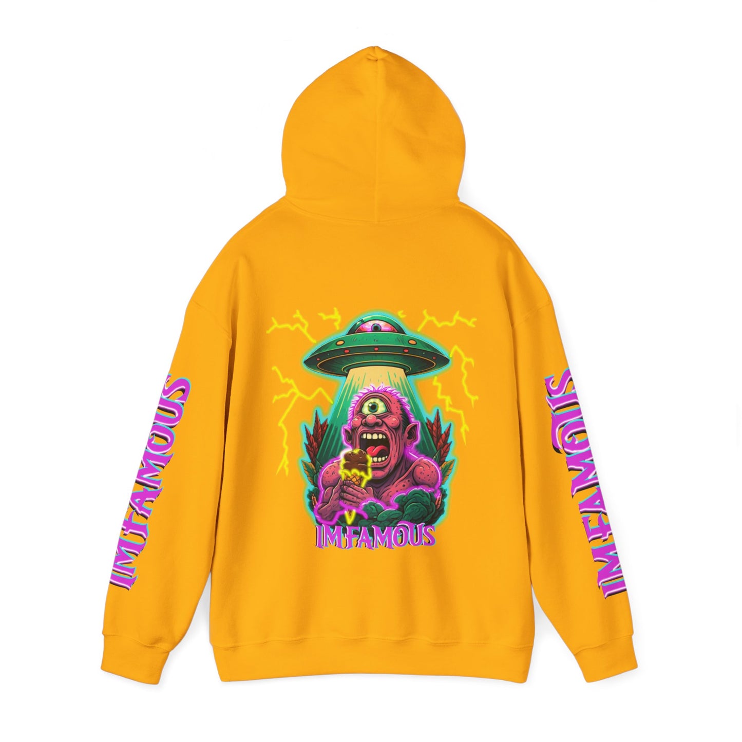 Premium Hooded Sweatshirt -cyclops being abducted by ufo