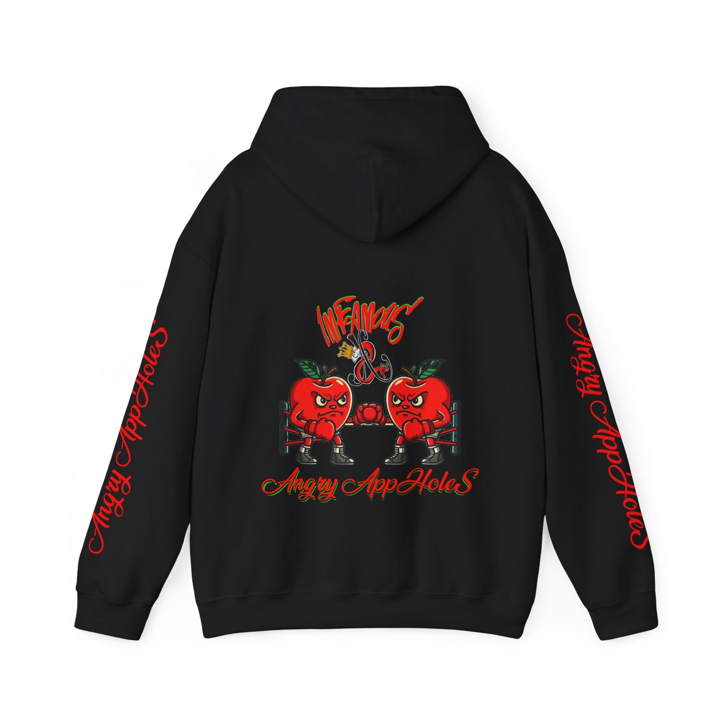 Premium hooded sweatshirt; Imfamous Angry Appholes #2