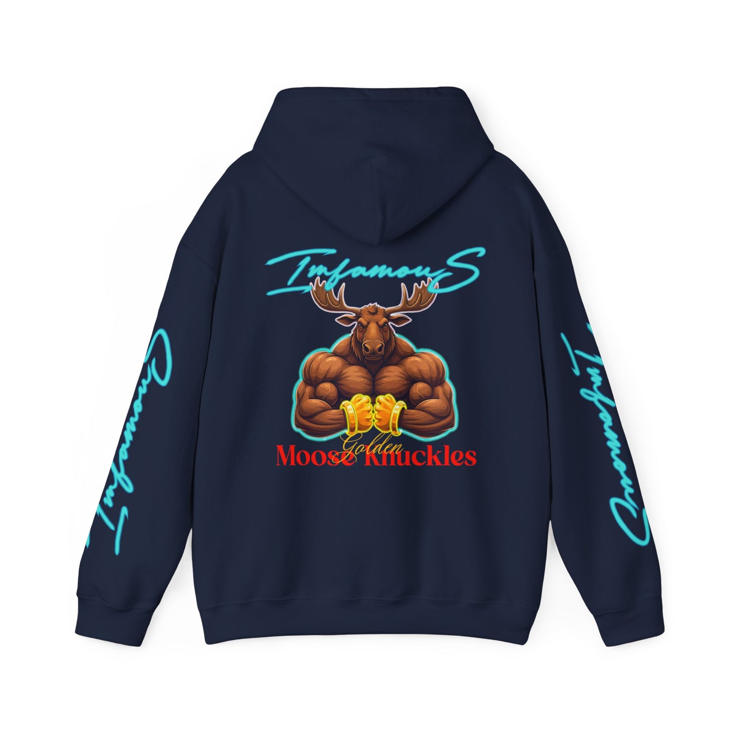 Premium Hooded Sweatshirt - Imfamous Golden Moose Knuckles Design