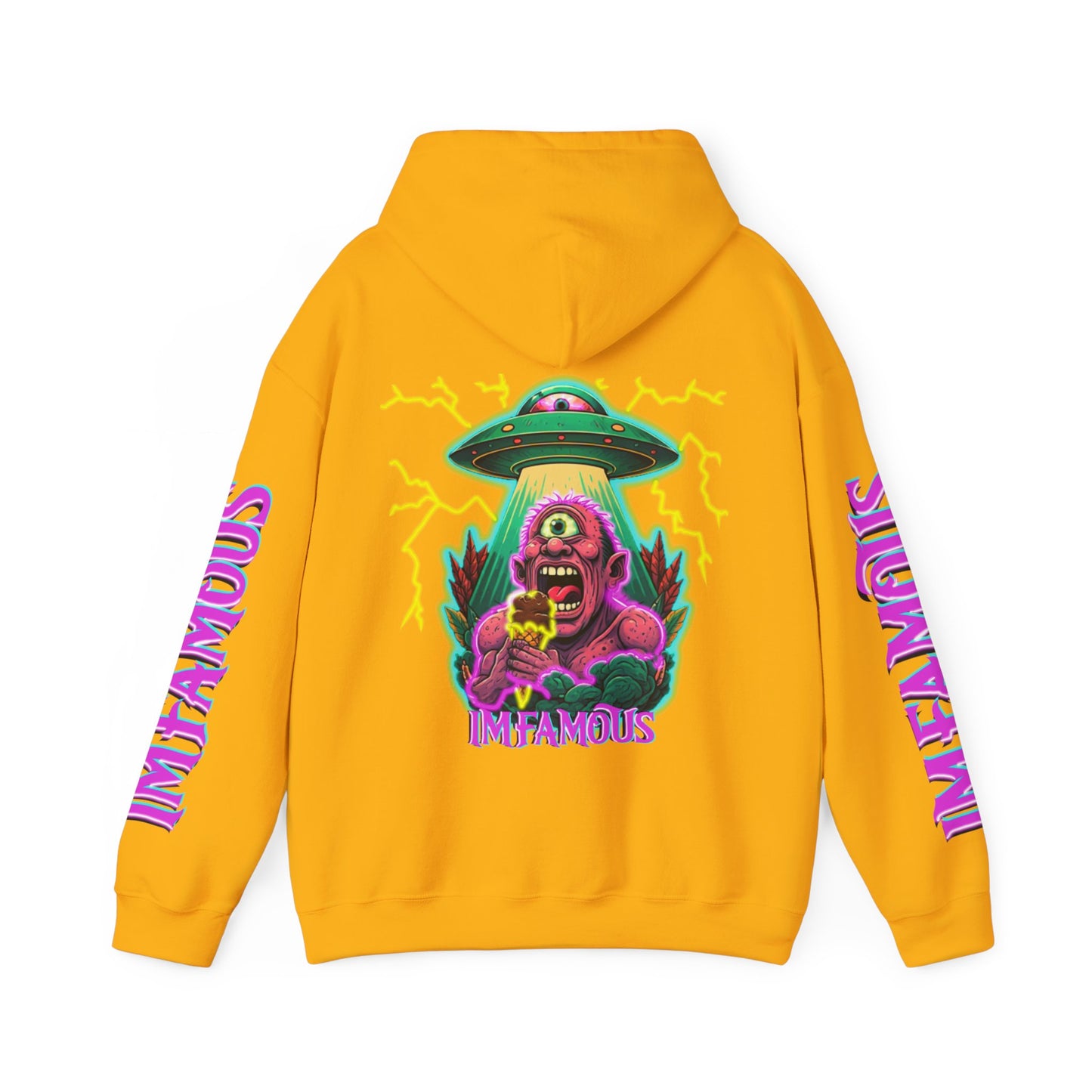 Premium Hooded Sweatshirt -cyclops being abducted by ufo