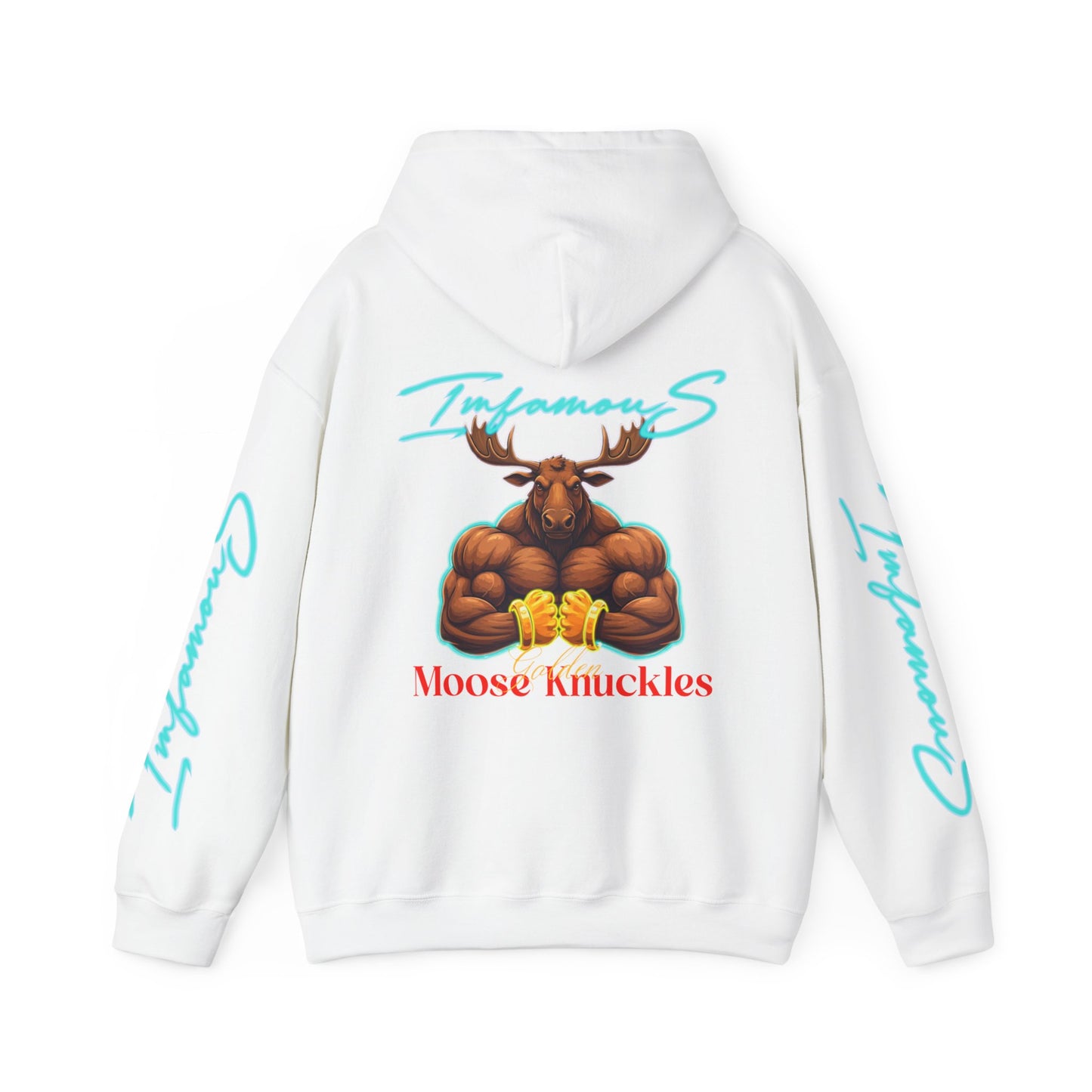 Premium Hooded Sweatshirt - Imfamous Golden Moose Knuckles Design