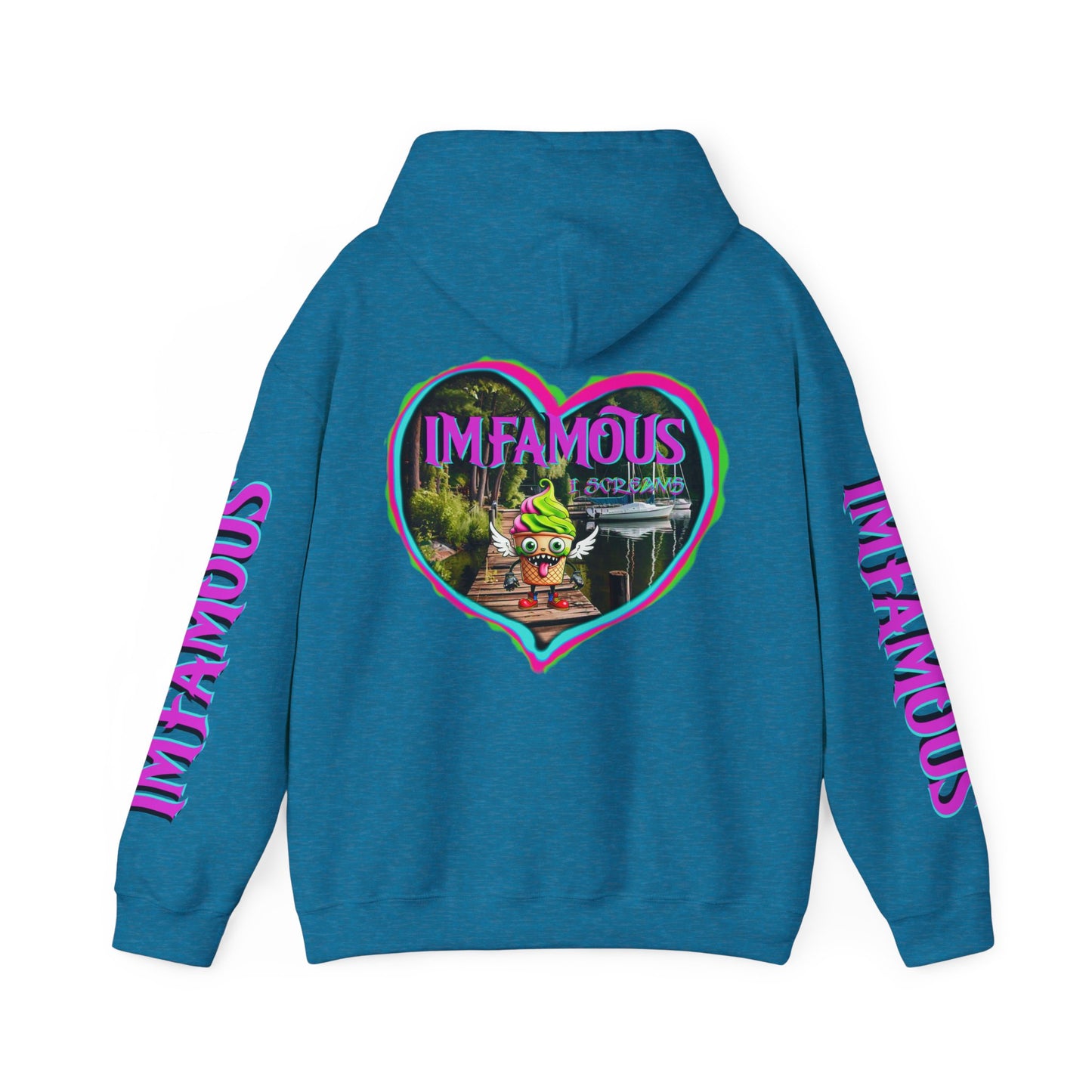 Premium Unisex Heavy Blend™ Hooded Sweatshirt - I love Imfamous i-screams design
