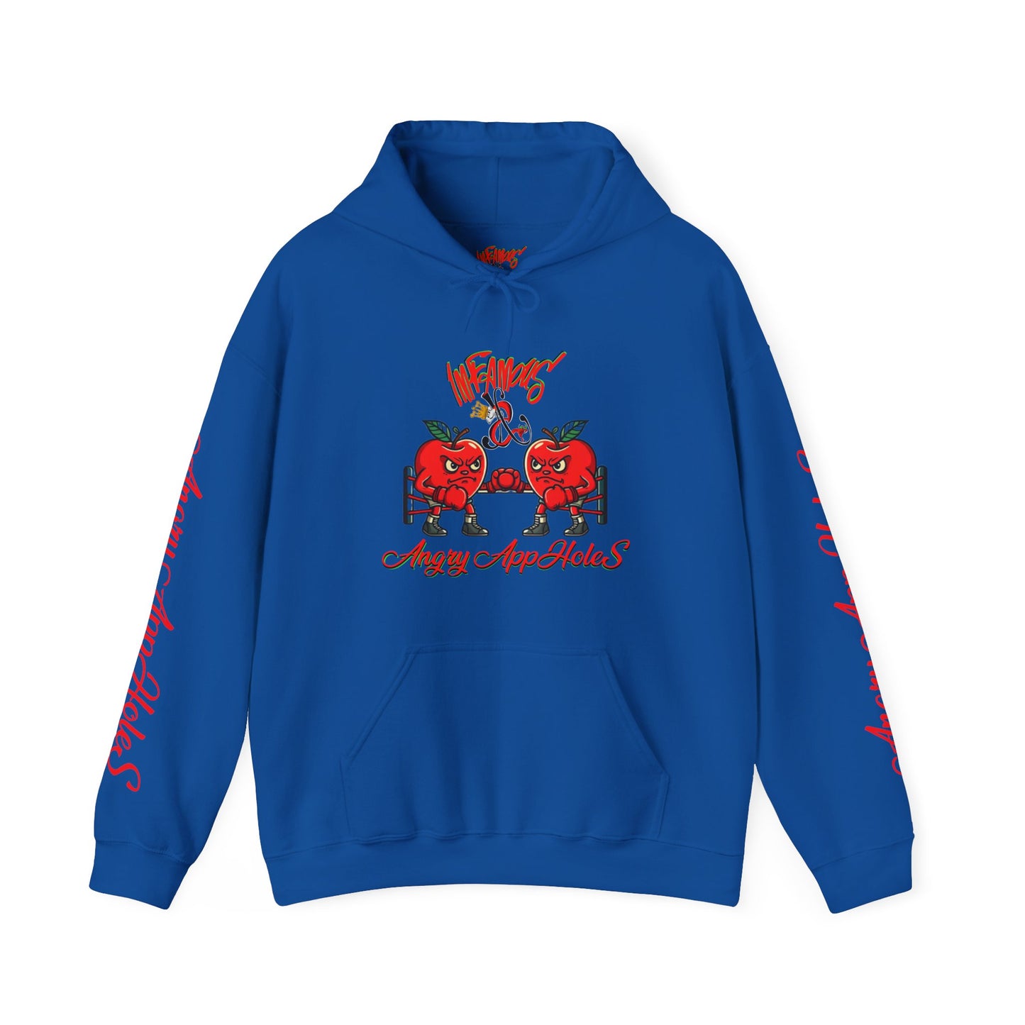 Premium hooded sweatshirt; Imfamous Angry Appholes #2
