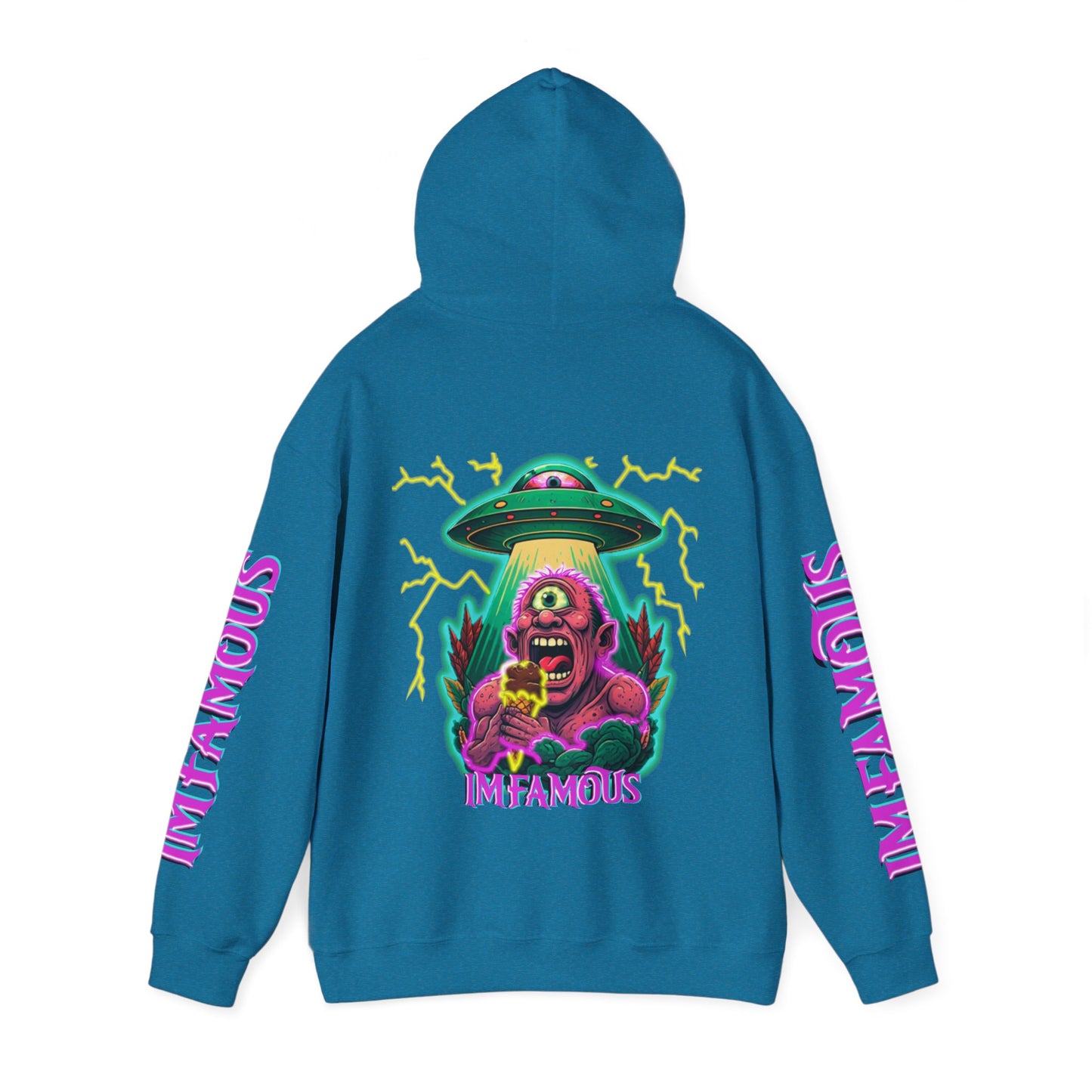 Premium Hooded Sweatshirt -cyclops being abducted by ufo