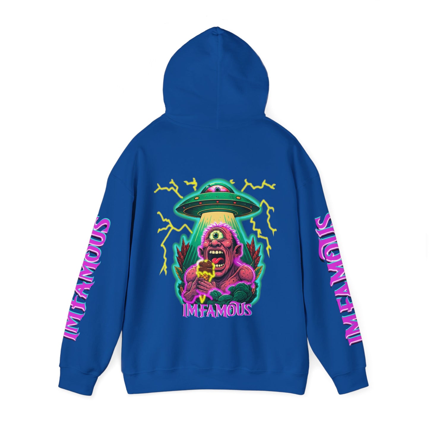 Premium Hooded Sweatshirt -cyclops being abducted by ufo