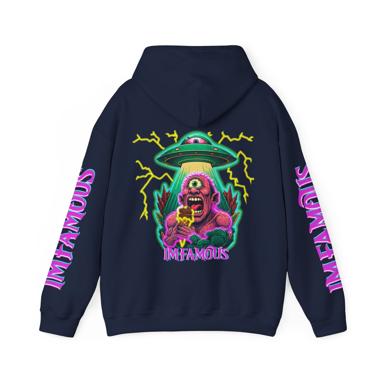Premium Hooded Sweatshirt -cyclops being abducted by ufo