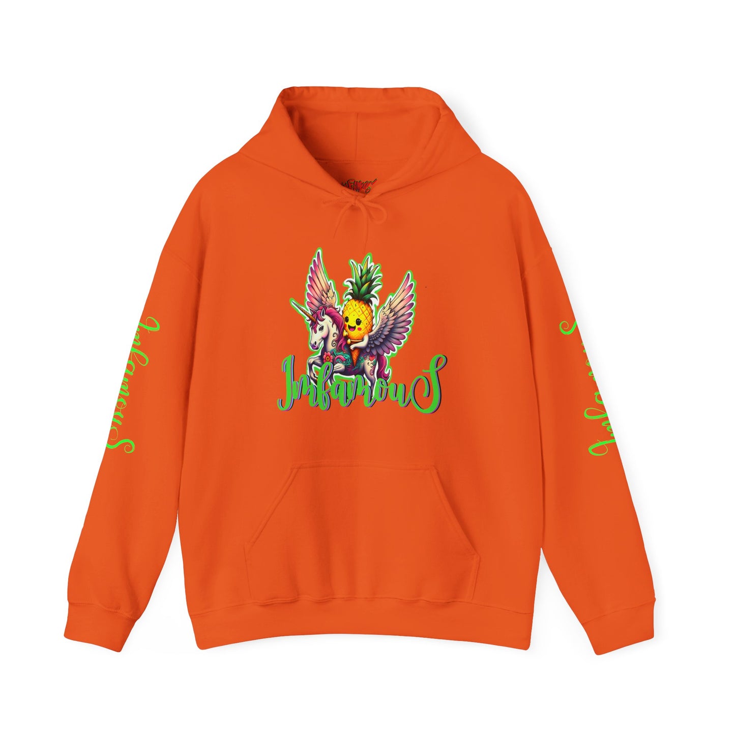 Premium Hooded Sweatshirt - Pineapple Flying on Unicorn Design