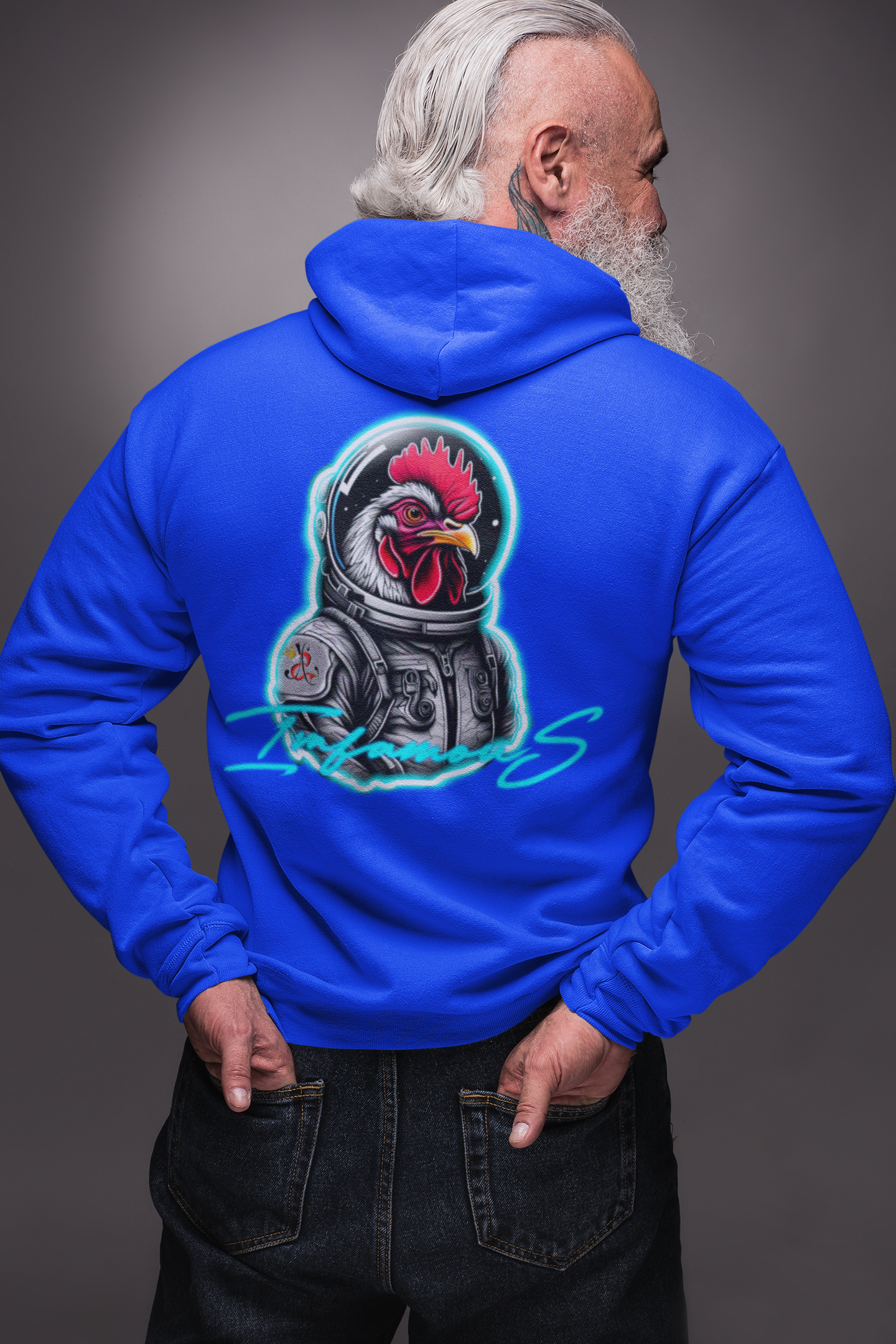 Hooded Sweatshirt - Imfamous Mr Madcock Spacecock Design