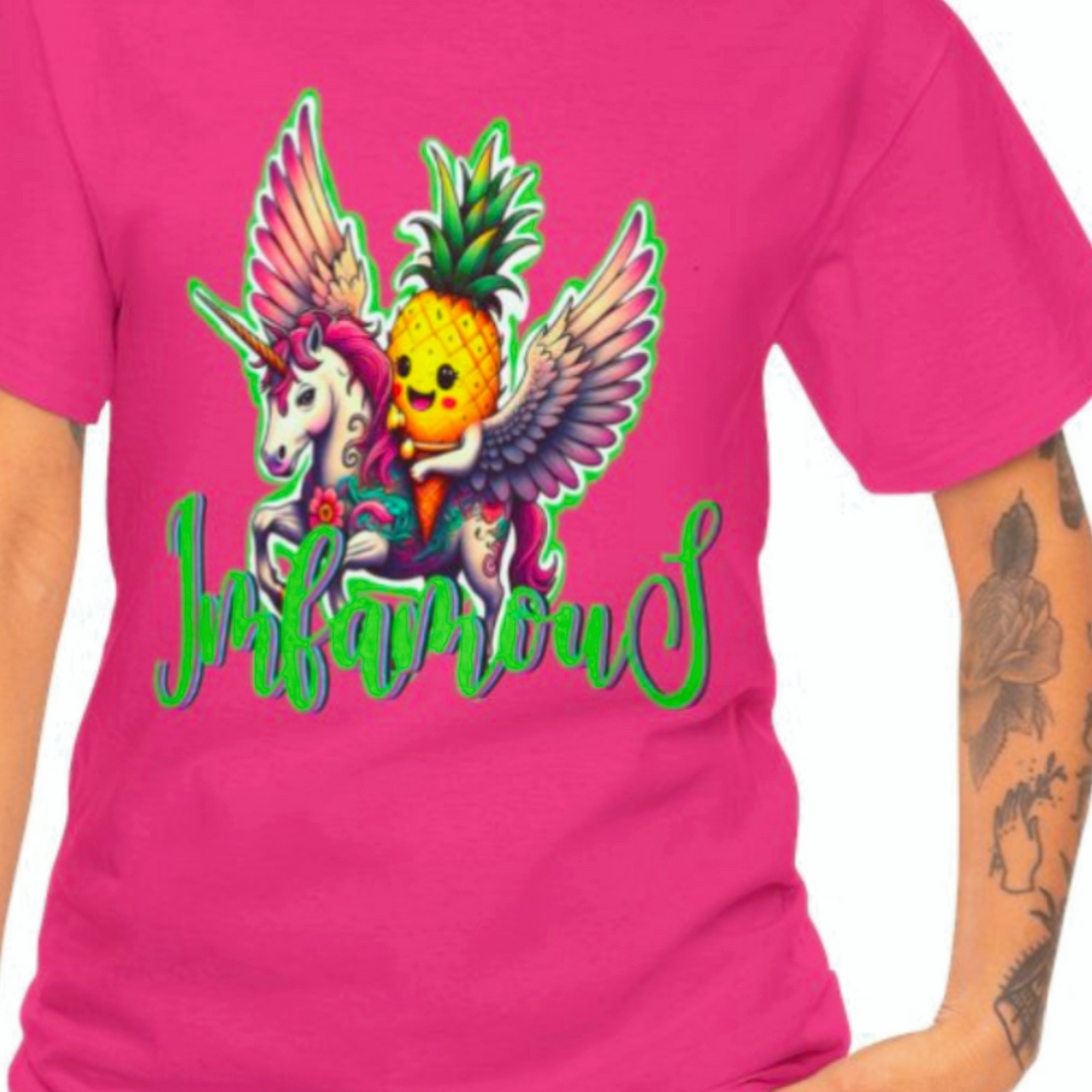 Graphic Tee Unipineapple Flying on Unicorn Heavy Cotton T-shirt
