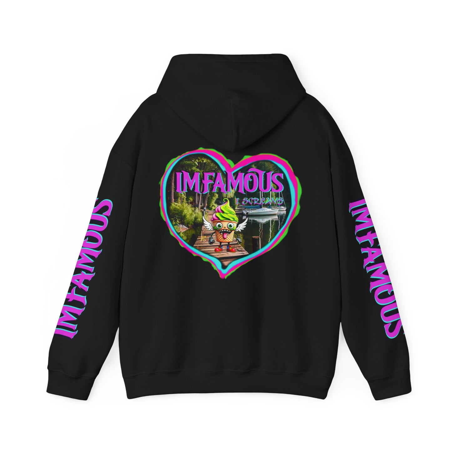 Premium Unisex Heavy Blend™ Hooded Sweatshirt - I love Imfamous i-screams design