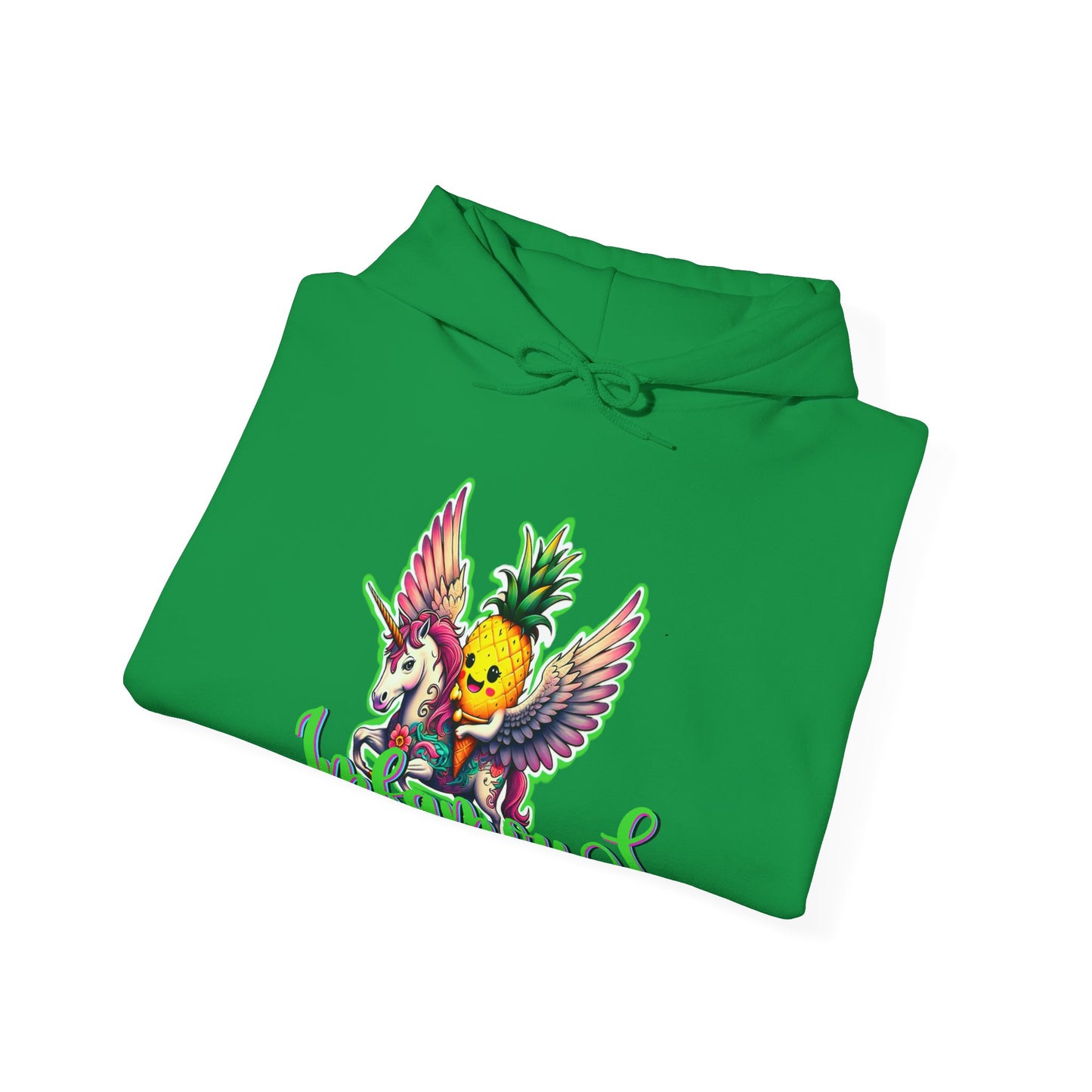 Premium Hooded Sweatshirt - Pineapple Flying on Unicorn Design