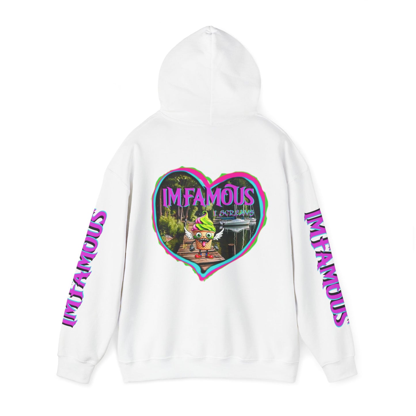 Premium Unisex Heavy Blend™ Hooded Sweatshirt - I love Imfamous i-screams design