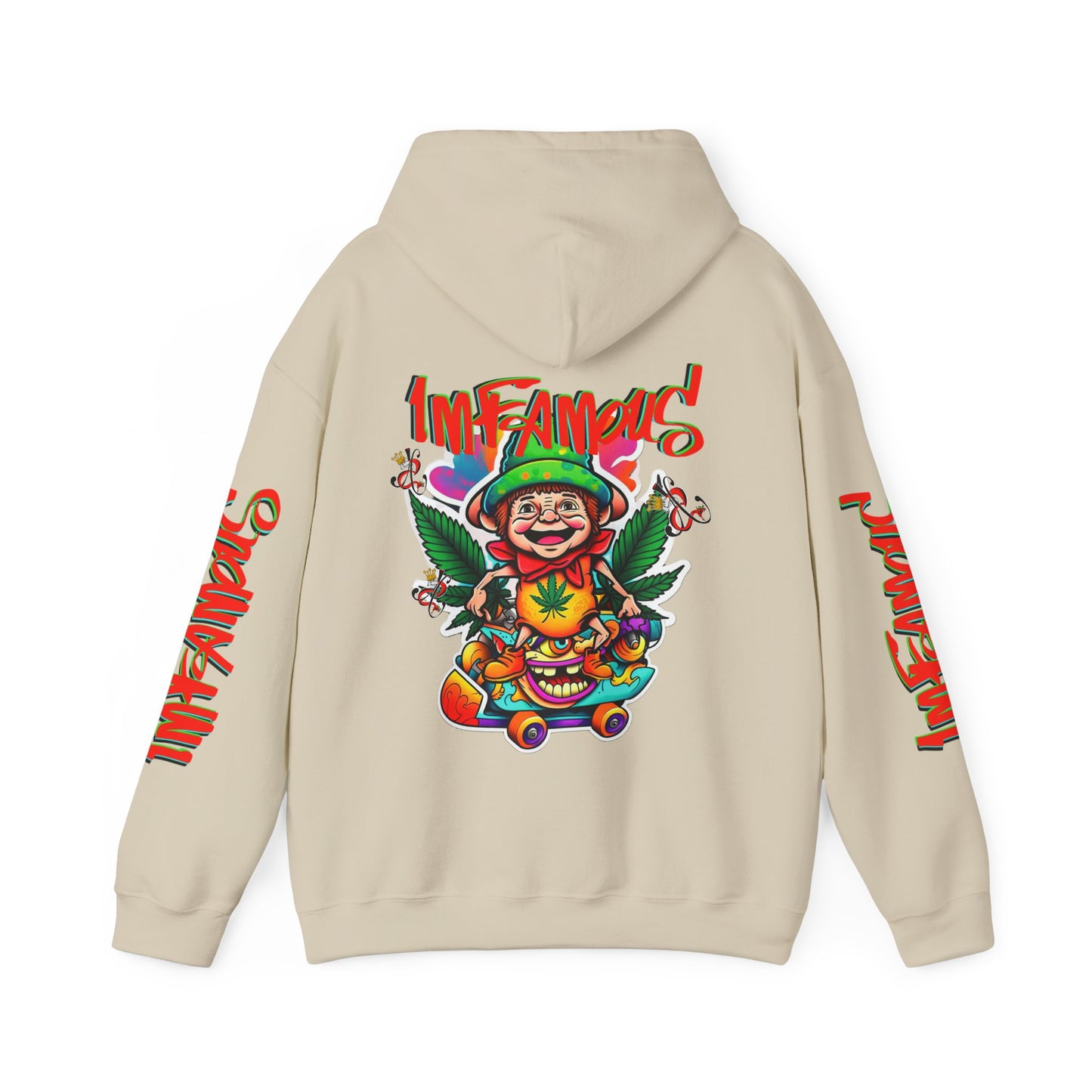 Premium Hooded Sweatshirt - Imfamous Irish Leprechaun on Skateboard Design
