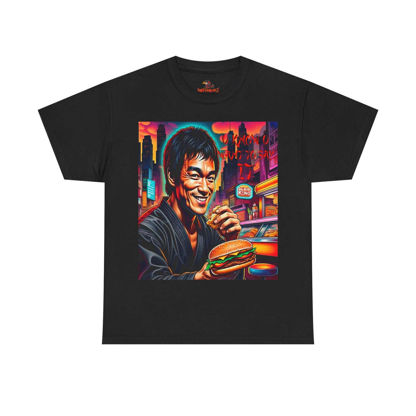 Retro Foodie Unisex Tee - Vibrant impersanation Art, Casual Wear, Gift for Food Lovers, Comic Con Fashion, funny king of Kung fu Tee