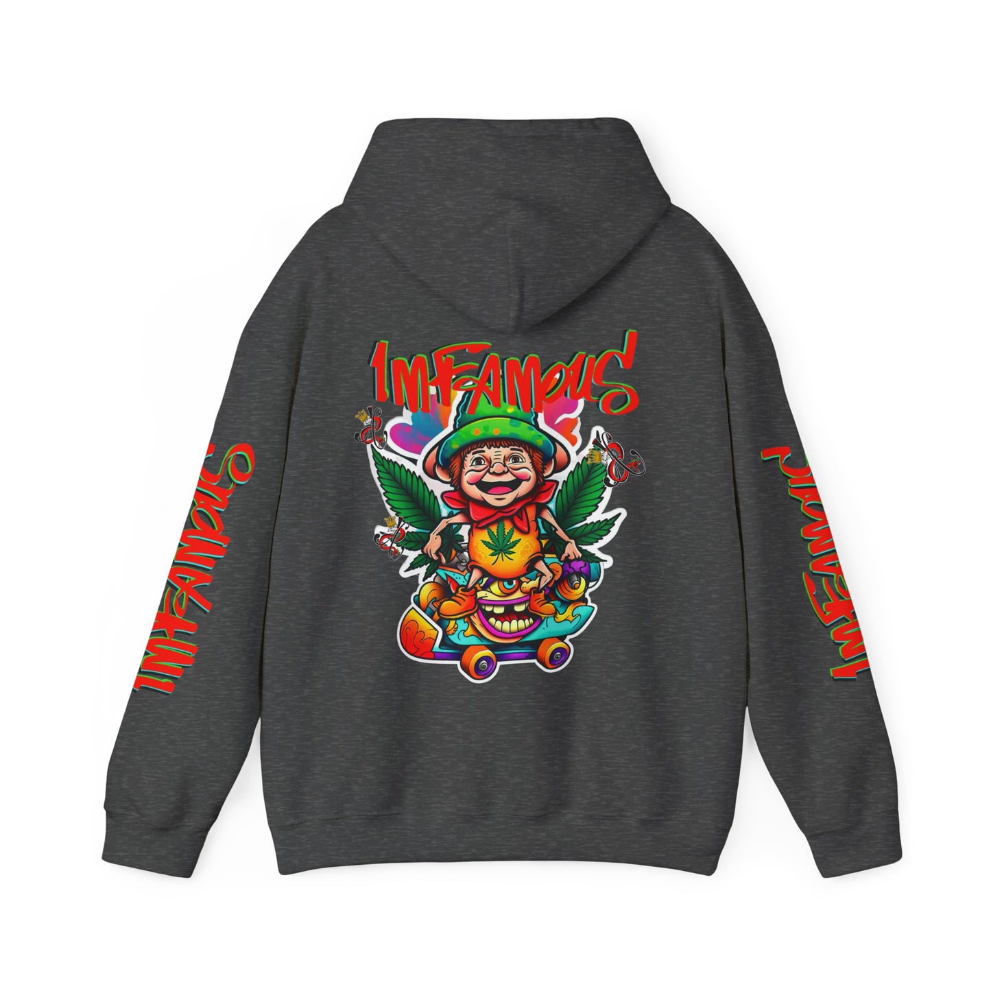 Premium Hooded Sweatshirt - Imfamous Irish Leprechaun on Skateboard Design