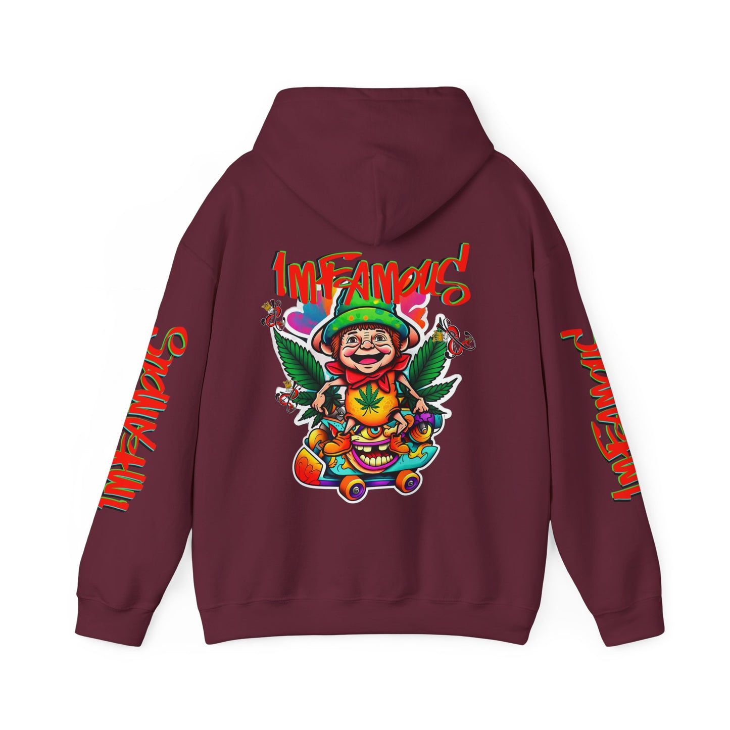 Premium Hooded Sweatshirt - Imfamous Irish Leprechaun on Skateboard Design