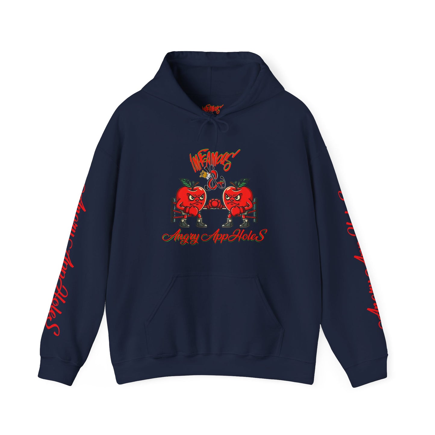 Premium hooded sweatshirt; Imfamous Angry Appholes #2