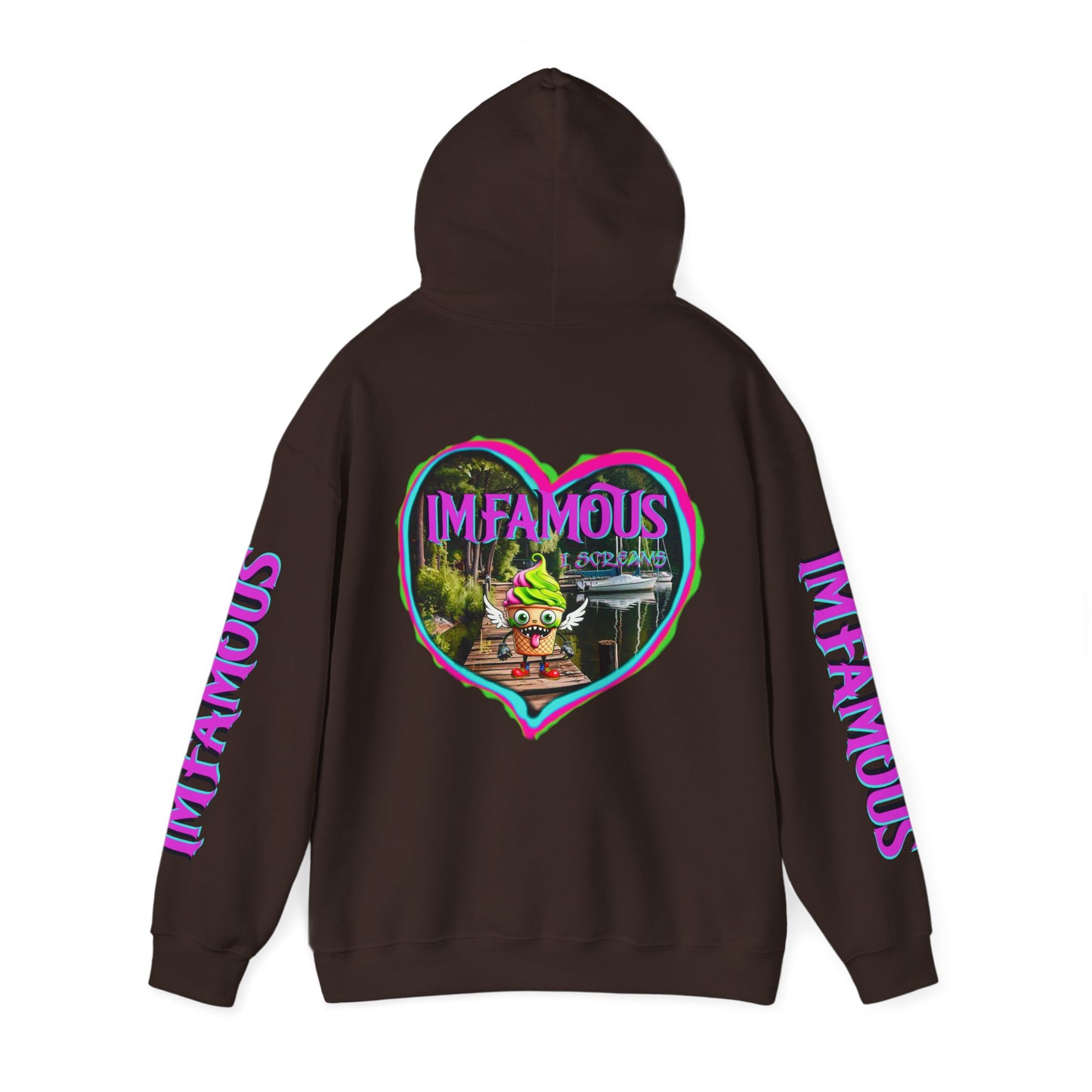 Premium Unisex Heavy Blend™ Hooded Sweatshirt - I love Imfamous i-screams design
