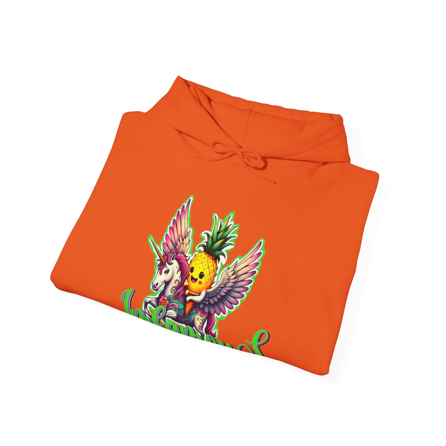 Premium Hooded Sweatshirt - Pineapple Flying on Unicorn Design