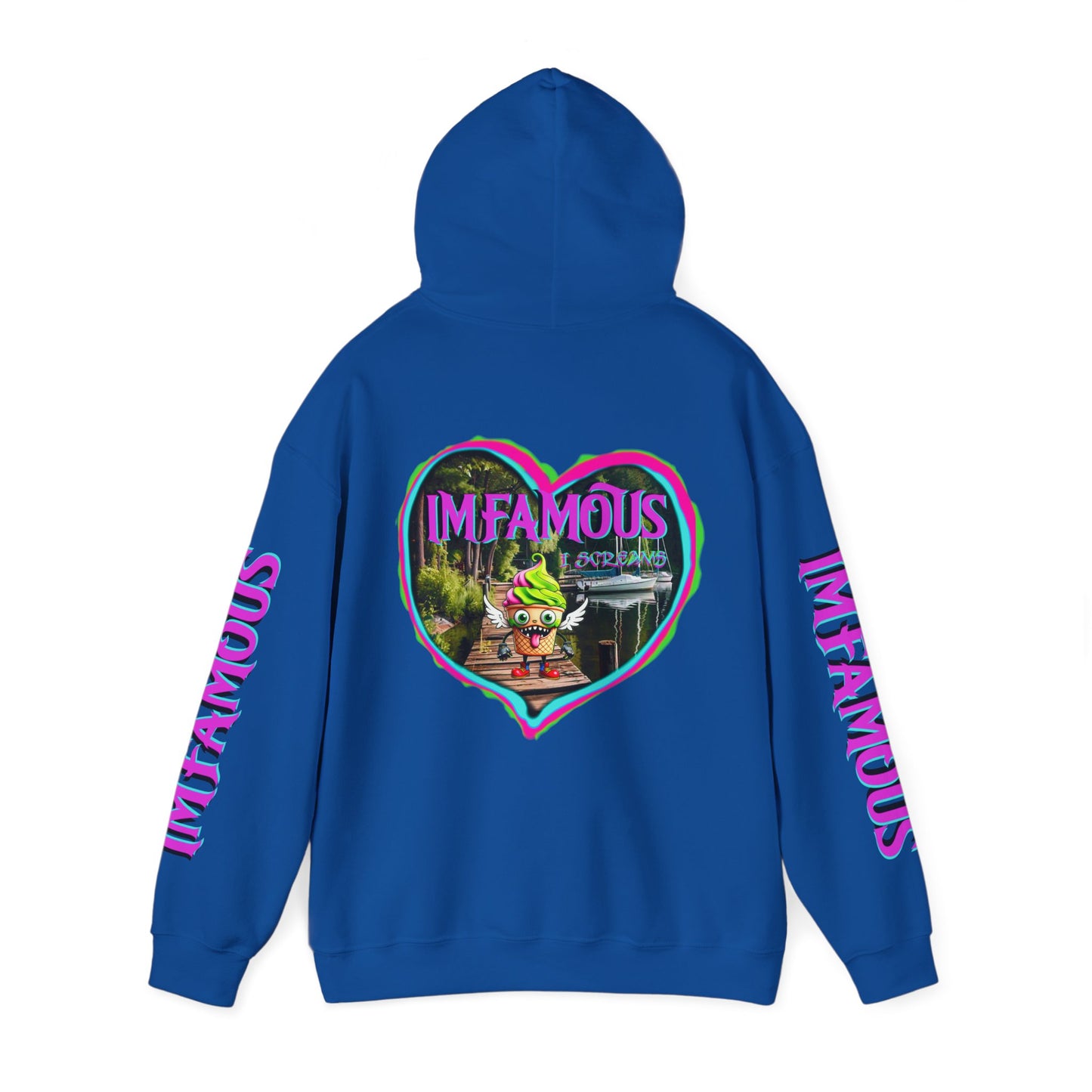 Premium Unisex Heavy Blend™ Hooded Sweatshirt - I love Imfamous i-screams design