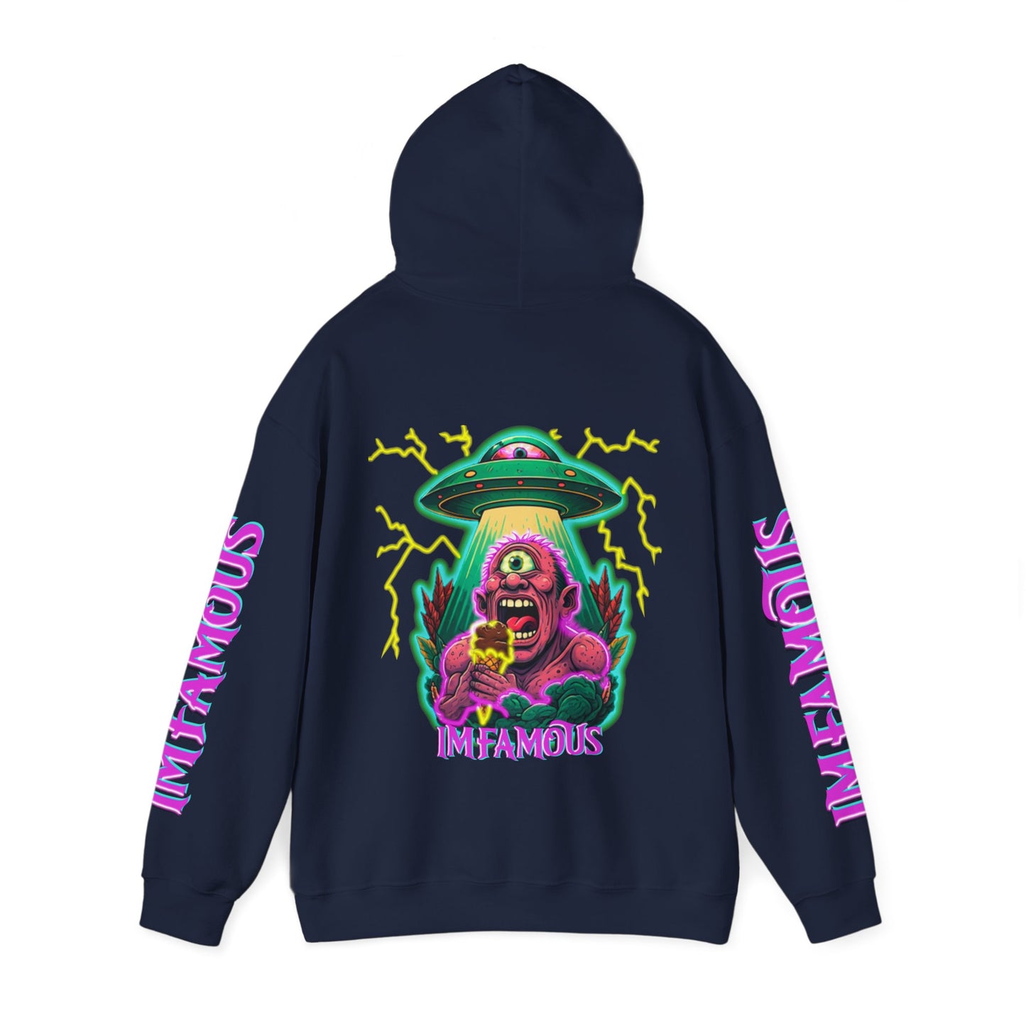 Premium Hooded Sweatshirt -cyclops being abducted by ufo