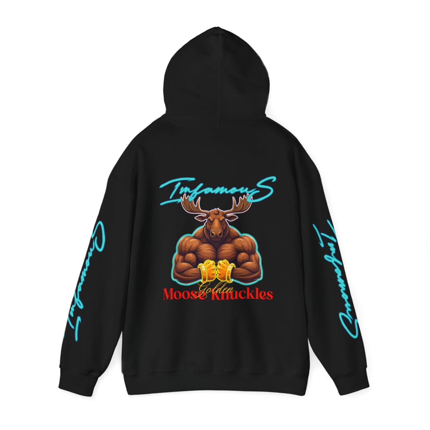 Premium Hooded Sweatshirt - Imfamous Golden Moose Knuckles Design